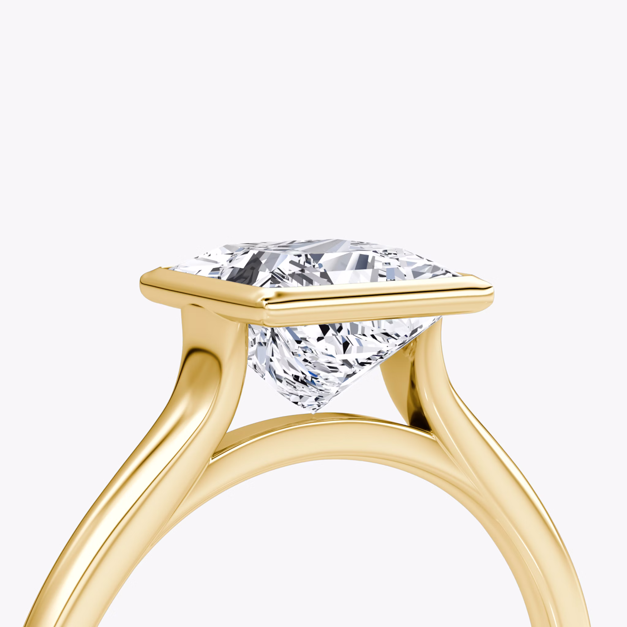 The Flat Edge Bezel | Princess | 18k | Yellow Gold | bandAccent: Plain | diamondOrientation: vertical | caratWeight: other