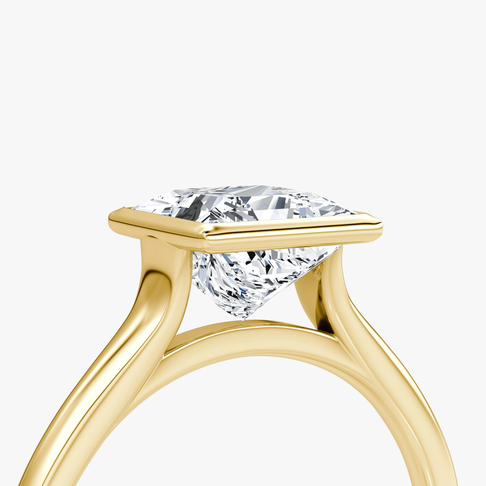 The Flat Edge Bezel | Princess | 18k | Yellow Gold | bandAccent: Plain | diamondOrientation: vertical | caratWeight: other