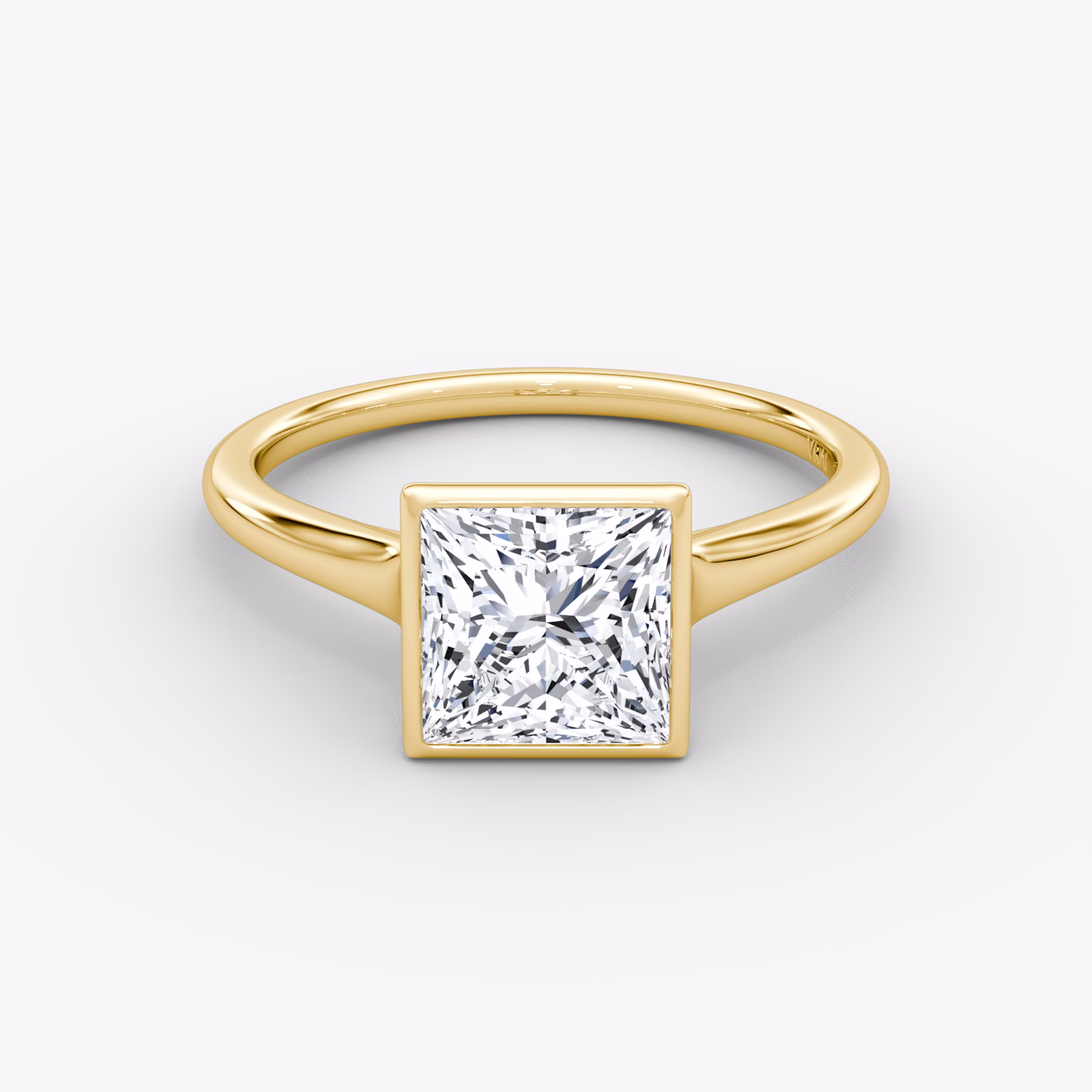 The Flat Edge Bezel | Princess | 18k | Yellow Gold | bandAccent: Plain | diamondOrientation: vertical | caratWeight: other