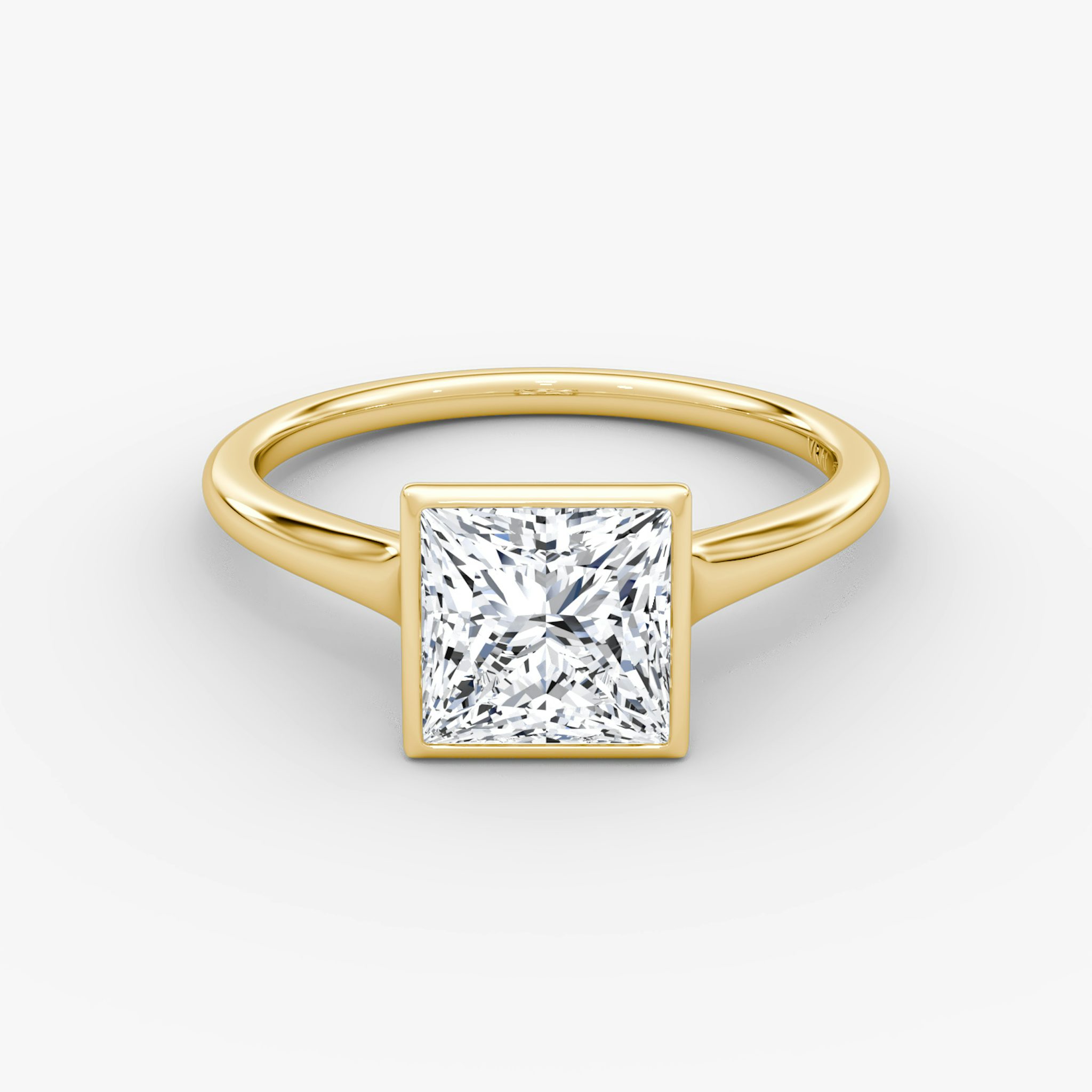 The Flat Edge Bezel | Princess | 18k | Yellow Gold | bandAccent: Plain | diamondOrientation: vertical | caratWeight: other