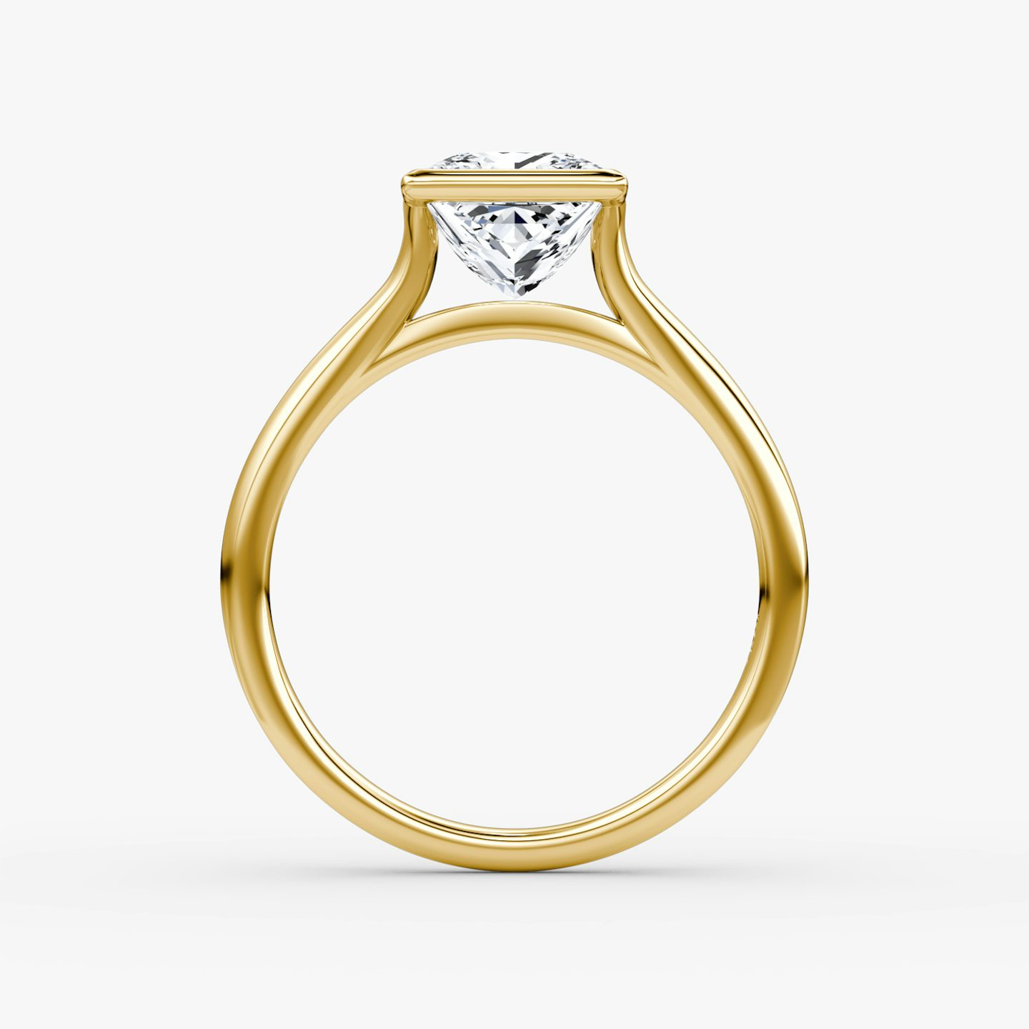The Flat Edge Bezel | Princess | 18k | Yellow Gold | bandAccent: Plain | diamondOrientation: horizontal | caratWeight: other