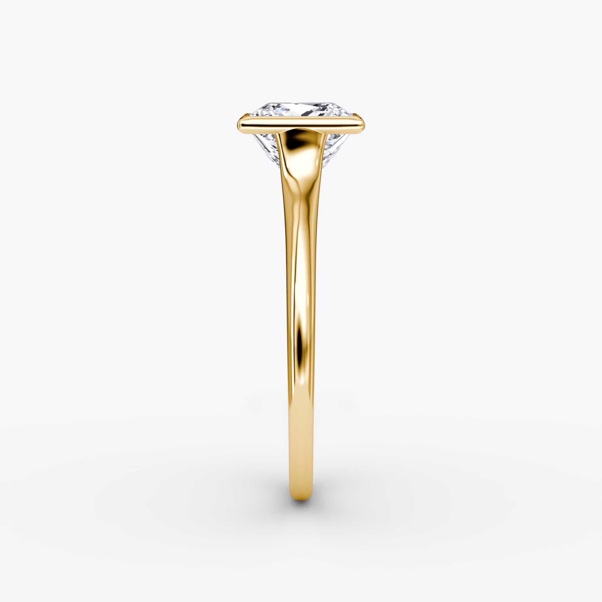 The Flat Edge Bezel | Princess | 18k | Yellow Gold | bandAccent: Plain | diamondOrientation: vertical | caratWeight: other