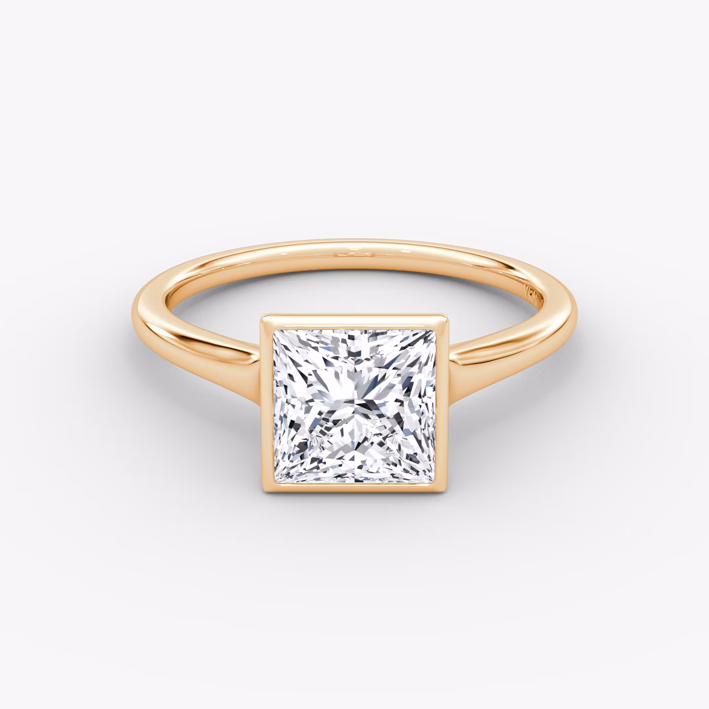 The Flat Edge Bezel | Princess | 14k | Rose Gold | bandAccent: Plain | diamondOrientation: vertical | caratWeight: other