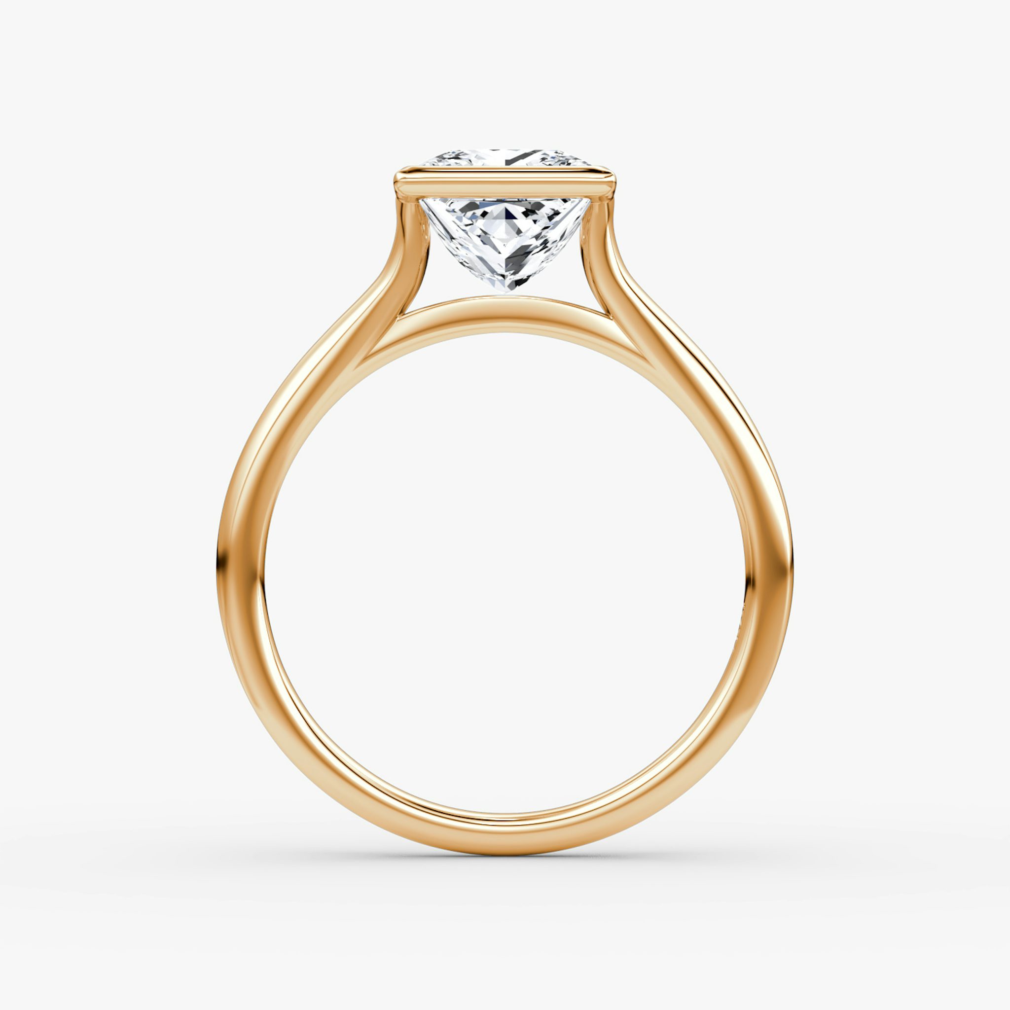 The Flat Edge Bezel | Princess | 14k | Rose Gold | bandAccent: Plain | diamondOrientation: vertical | caratWeight: other