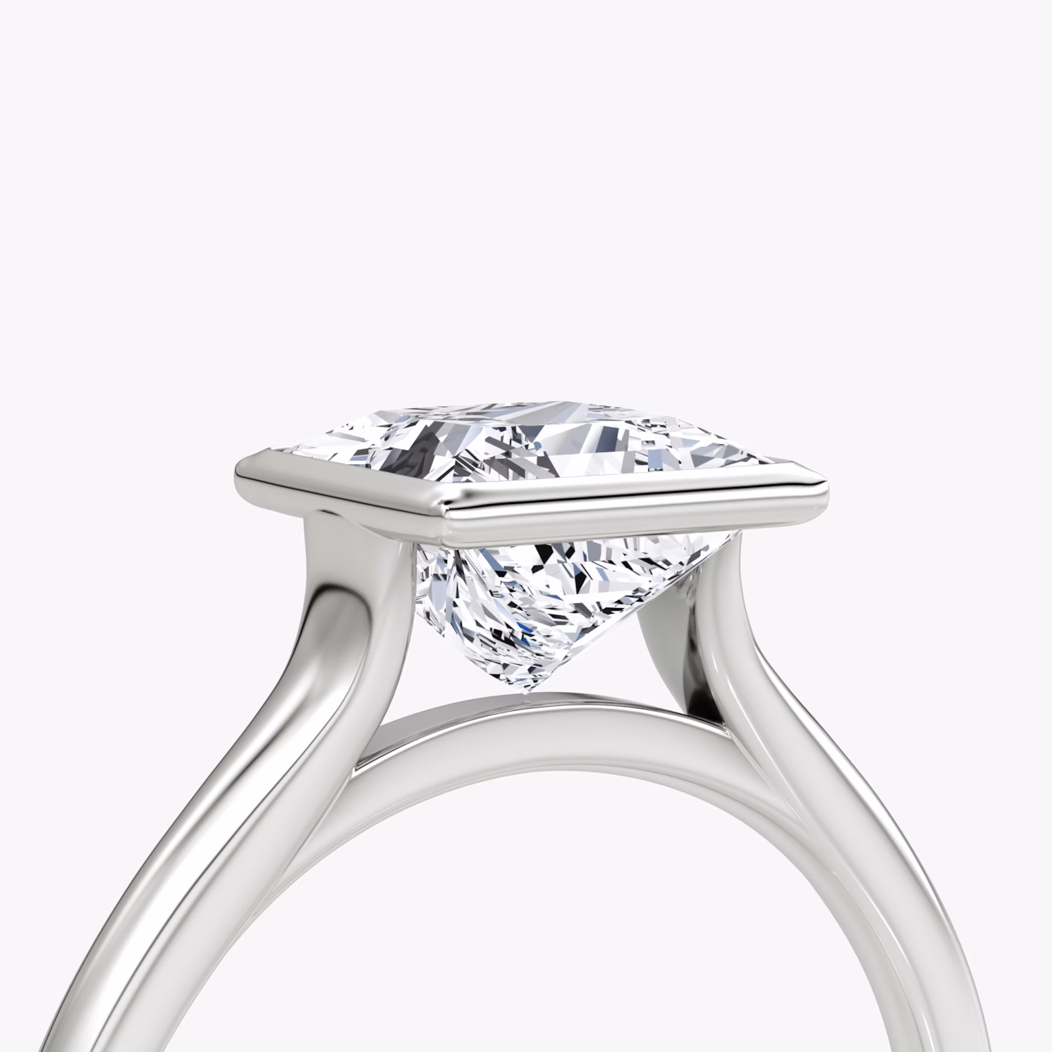 The Flat Edge Bezel | Princess | 18k | White Gold | bandAccent: Plain | diamondOrientation: horizontal | caratWeight: other