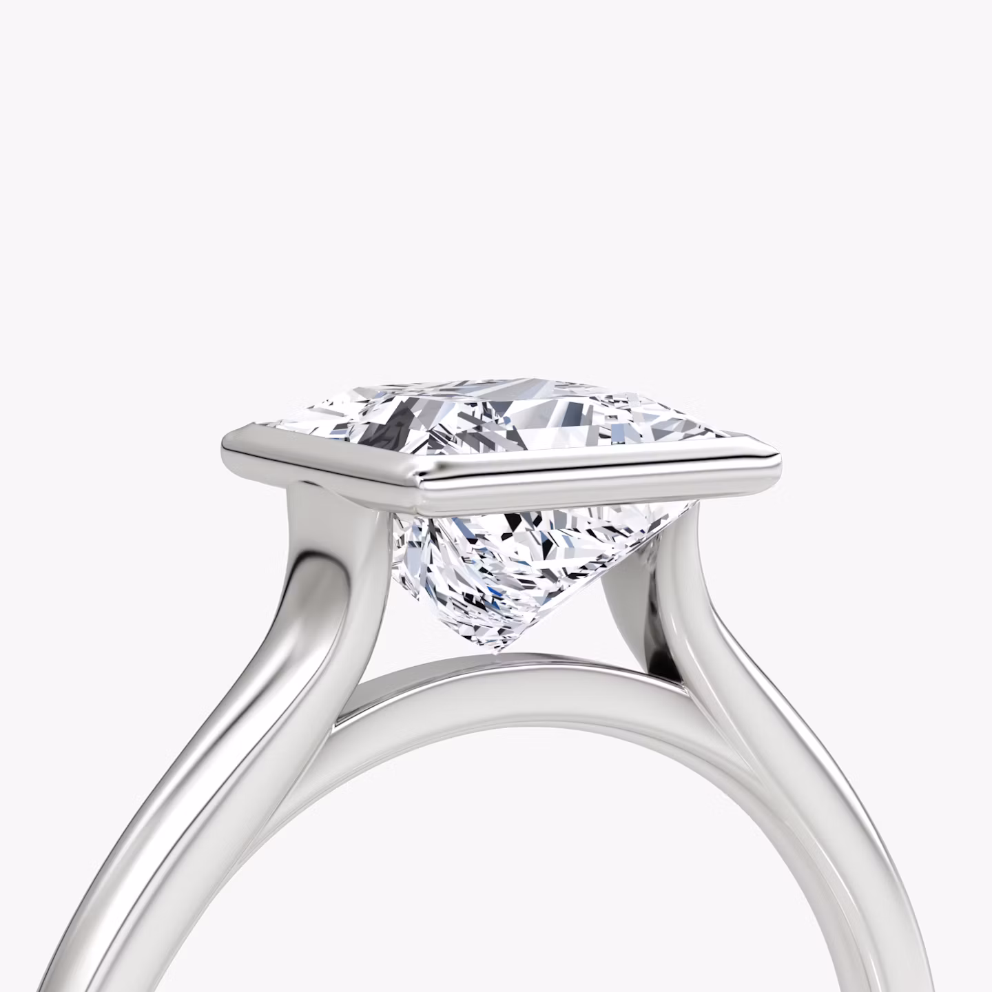 The Flat Edge Bezel | Princess | Platinum | bandAccent: Plain | diamondOrientation: vertical | caratWeight: other