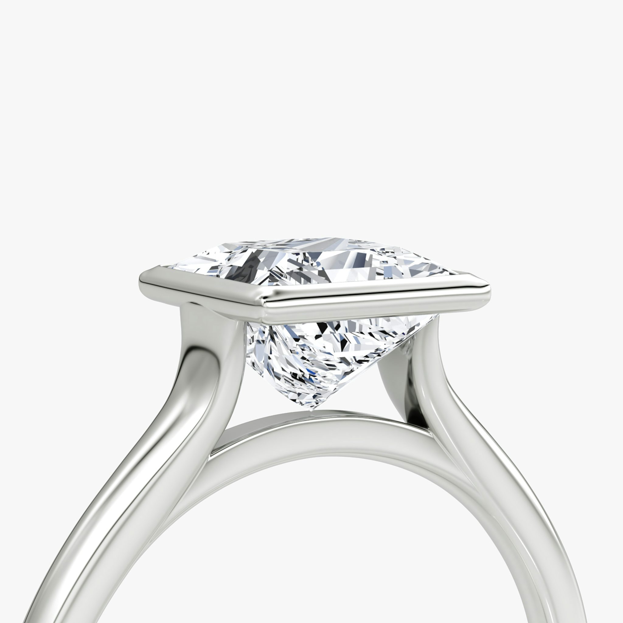 The Flat Edge Bezel | Princess | 18k | White Gold | bandAccent: Plain | diamondOrientation: horizontal | caratWeight: other
