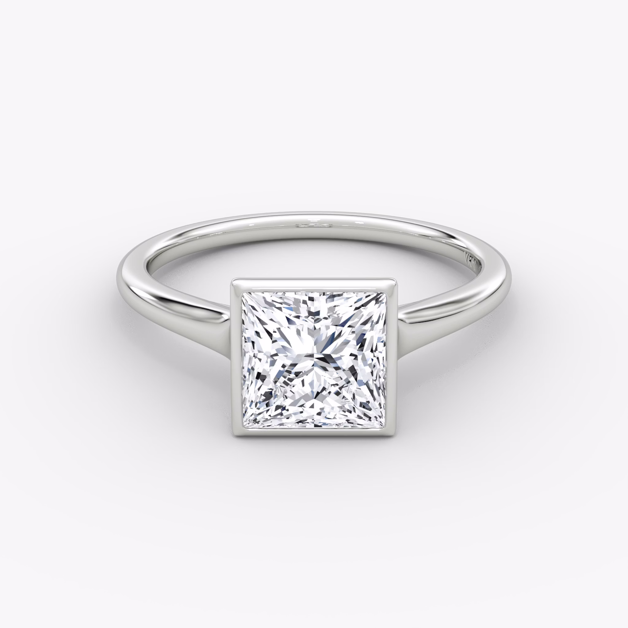 The Flat Edge Bezel | Princess | 18k | White Gold | bandAccent: Plain | diamondOrientation: horizontal | caratWeight: other