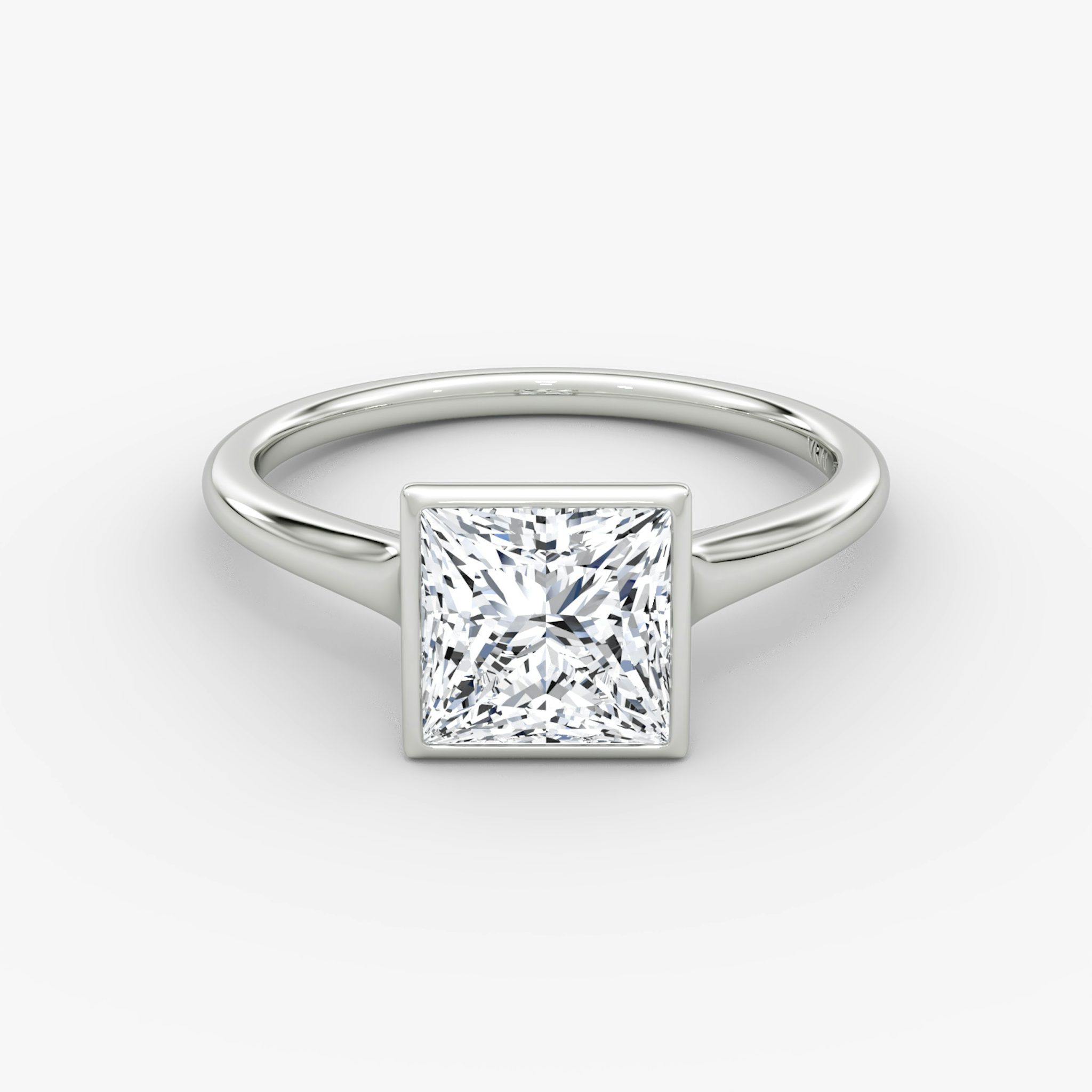 The Flat Edge Bezel | Princess | 18k | White Gold | bandAccent: Plain | diamondOrientation: horizontal | caratWeight: other