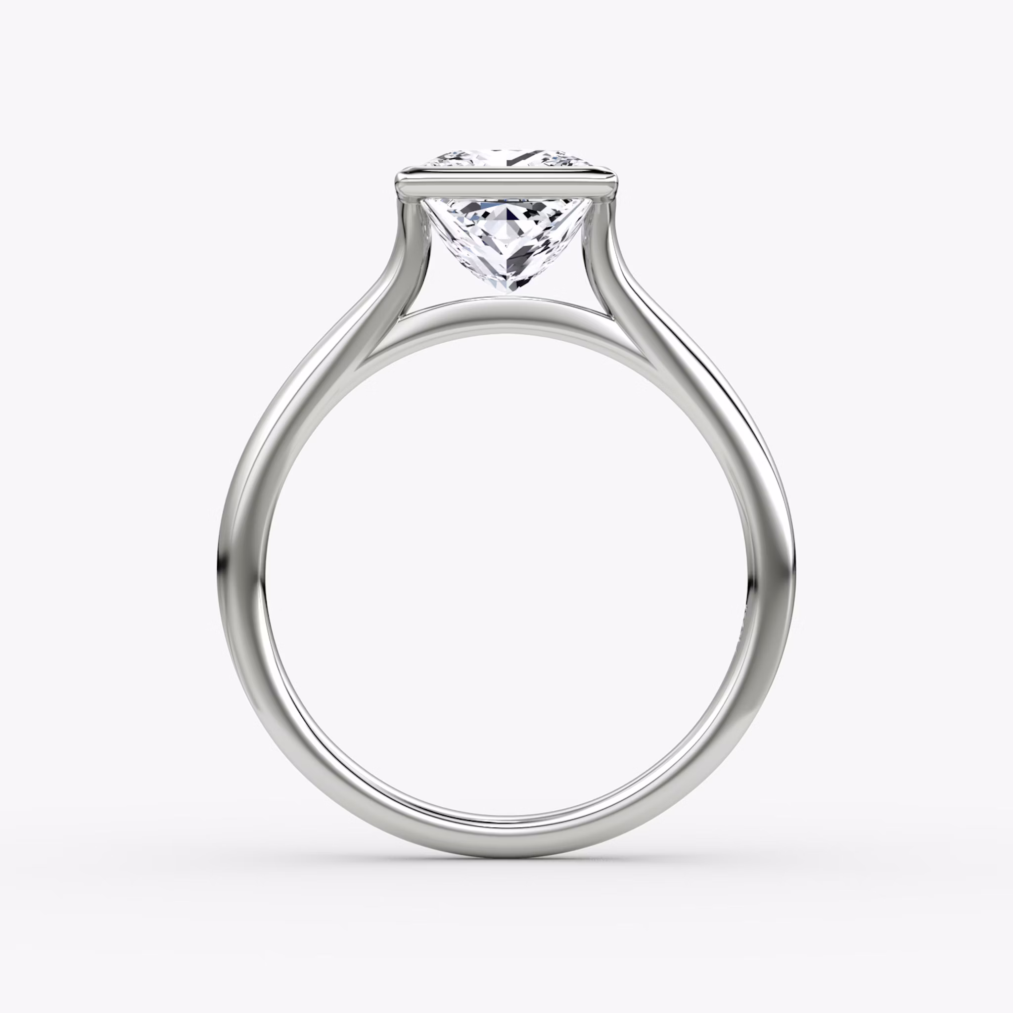 The Flat Edge Bezel | Princess | 18k | White Gold | bandAccent: Plain | diamondOrientation: horizontal | caratWeight: other