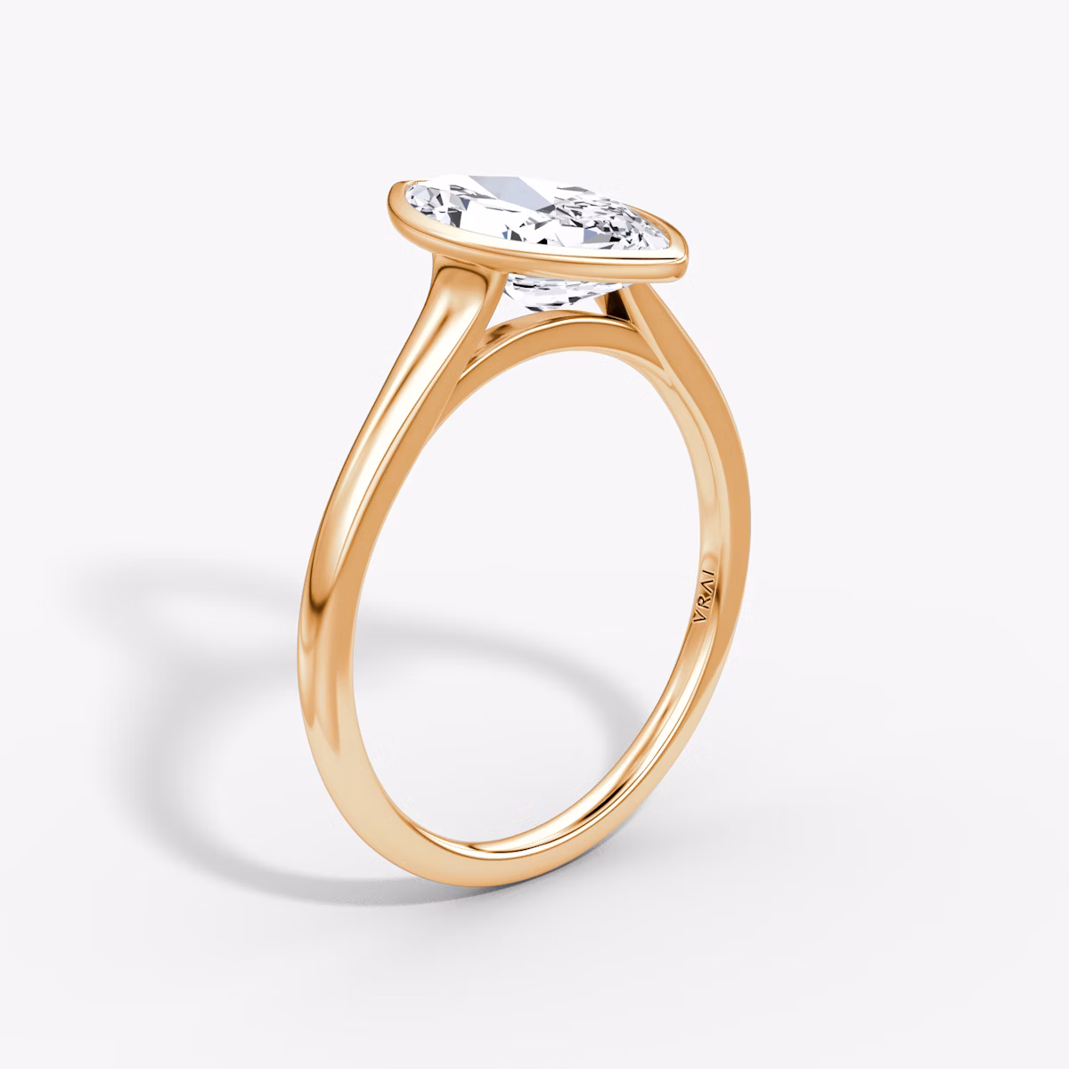 The Flat Edge Bezel | Marquise | 14k | Rose Gold | bandAccent: Plain | diamondOrientation: vertical | caratWeight: other