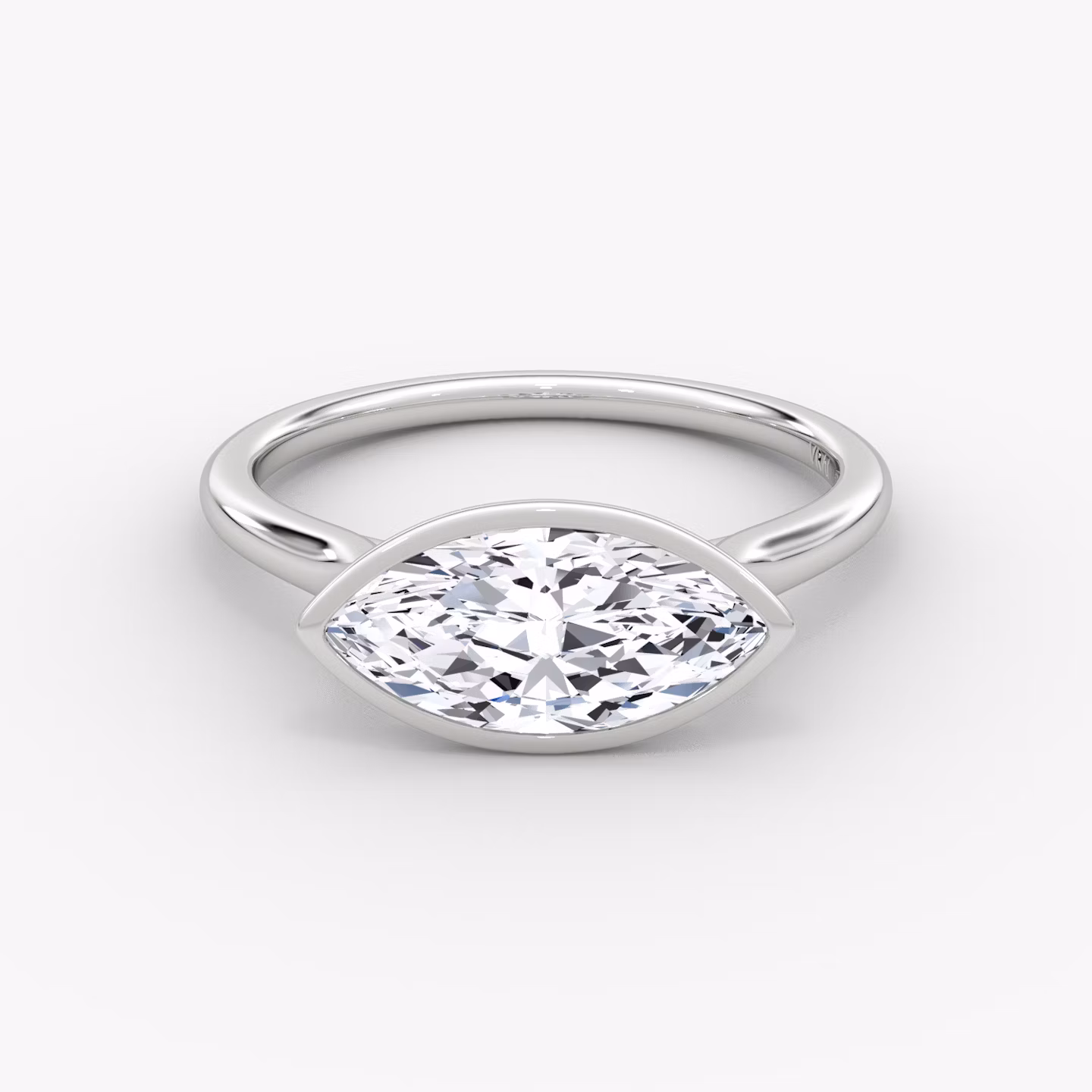 The Flat Edge Bezel | Marquise | 18k | White Gold | bandAccent: Plain | diamondOrientation: horizontal | caratWeight: other