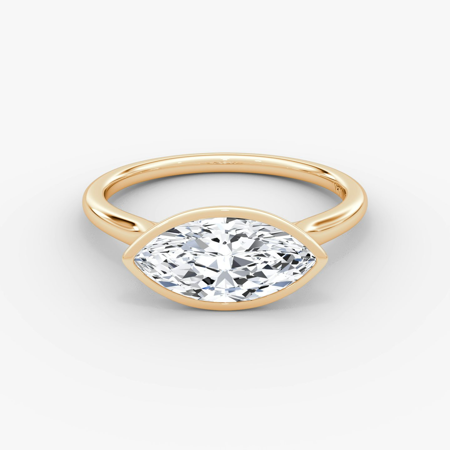 Bague de fiançailles Flat Edge Bezel | Marquise | 14k | Or rose | bandAccent: Simple | diamondOrientation: horizontal | caratWeight: other