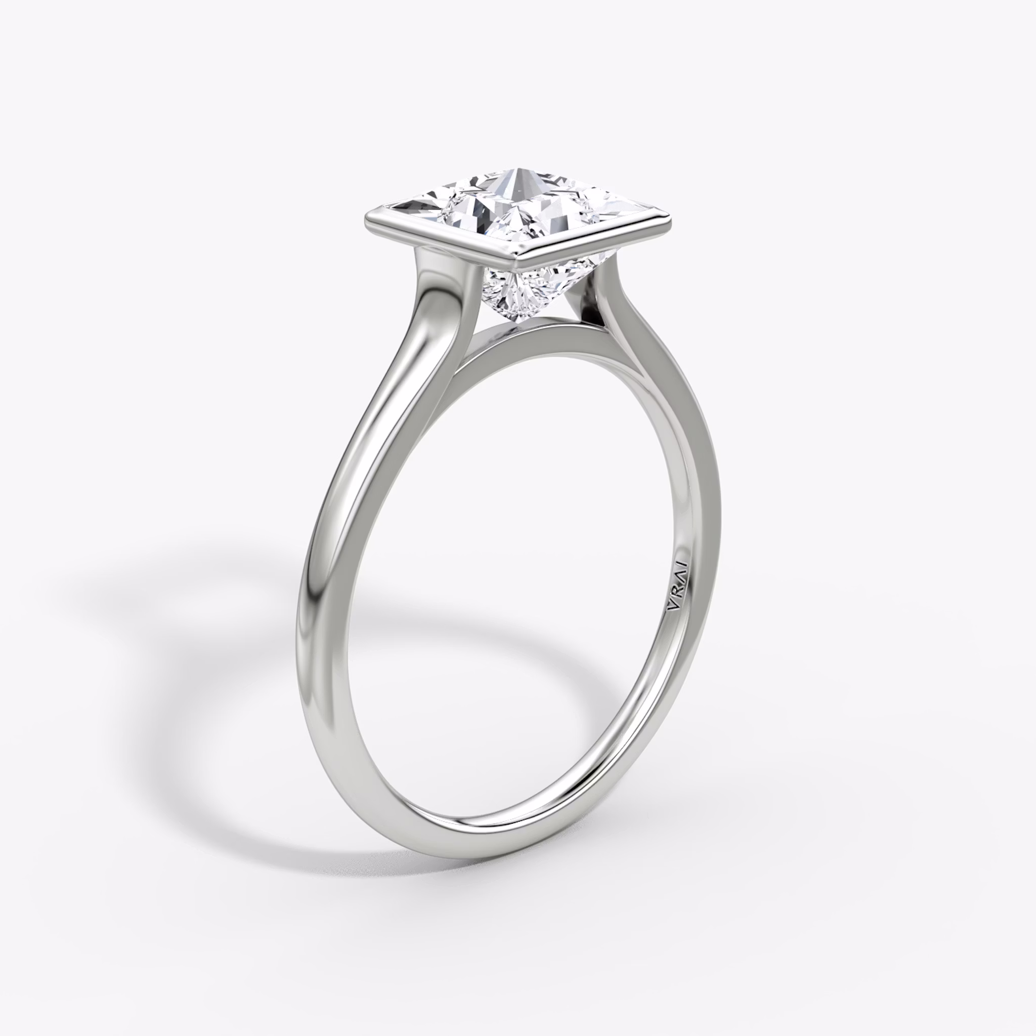 The Flat Edge Bezel | Princess | 18k | White Gold | bandAccent: Plain | diamondOrientation: horizontal | caratWeight: other