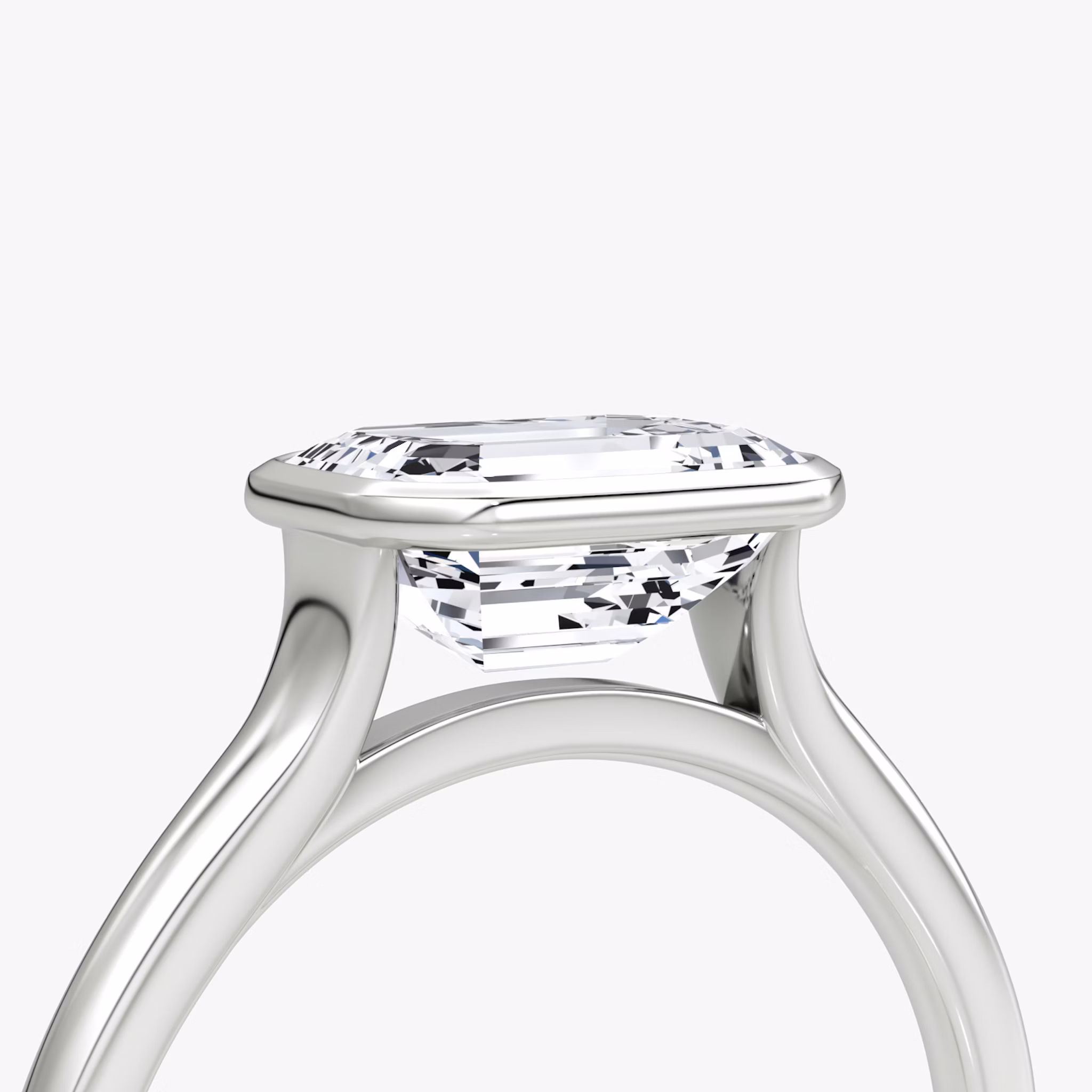 The Flat Edge Bezel | Emerald | 18k | White Gold | bandAccent: Plain | diamondOrientation: horizontal | caratWeight: other