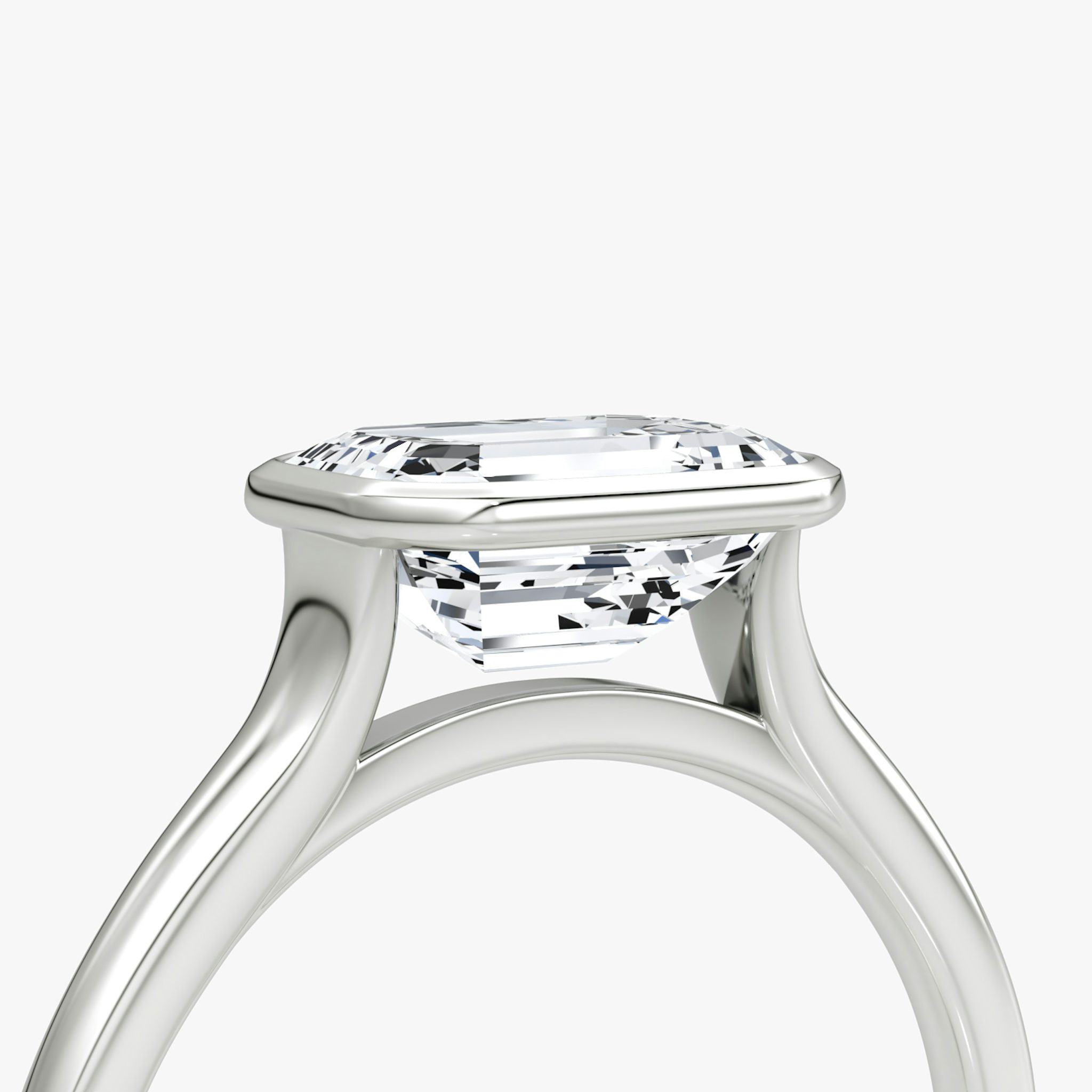 The Flat Edge Bezel | Emerald | 18k | White Gold | bandAccent: Plain | diamondOrientation: horizontal | caratWeight: other