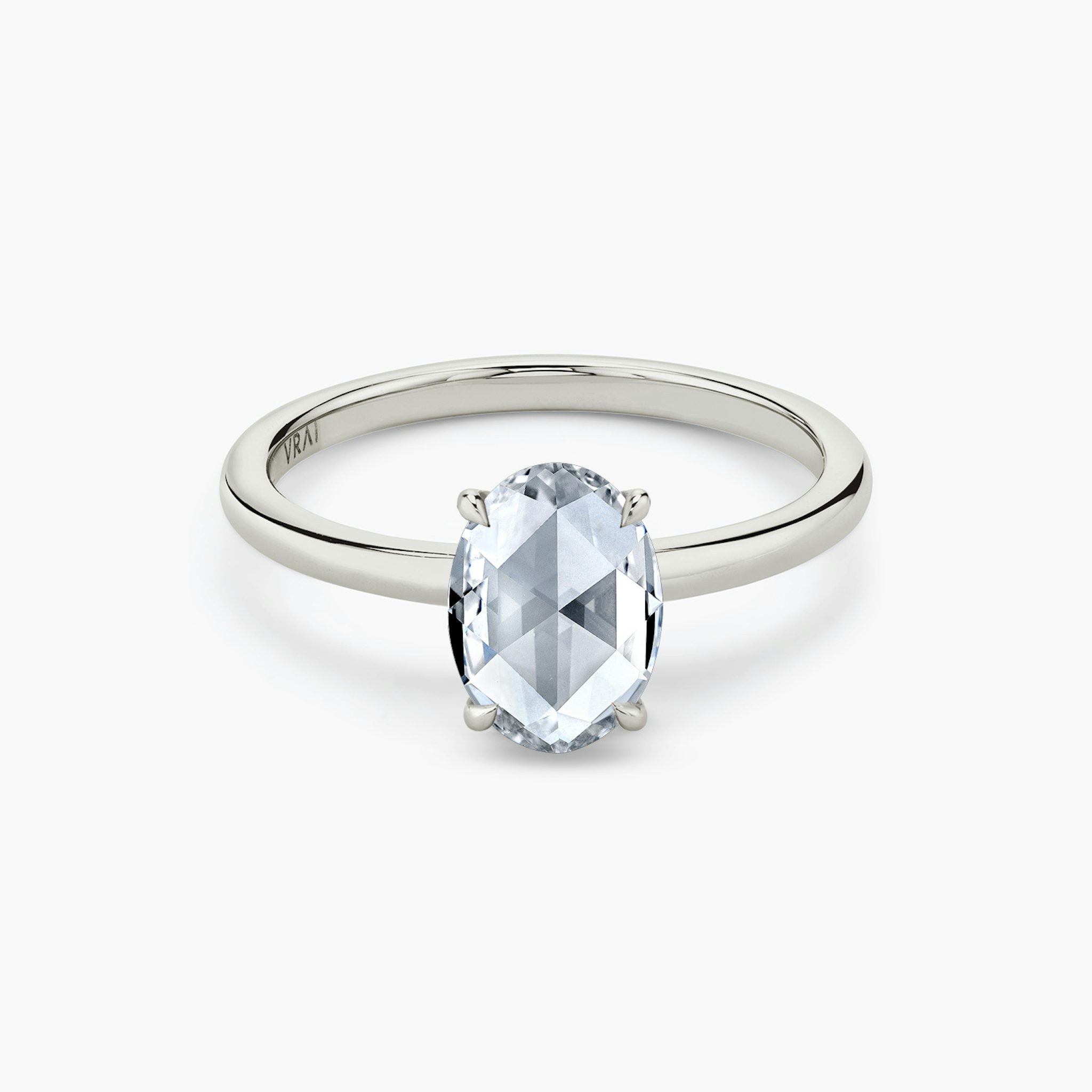 The Signature | Oval Rose | 18k | White Gold | bandAccent: Plain | bandWidth: standard | excludeFromFeed: null | hiddenHalo: no | diamondOrientation: vertical | caratWeight: other