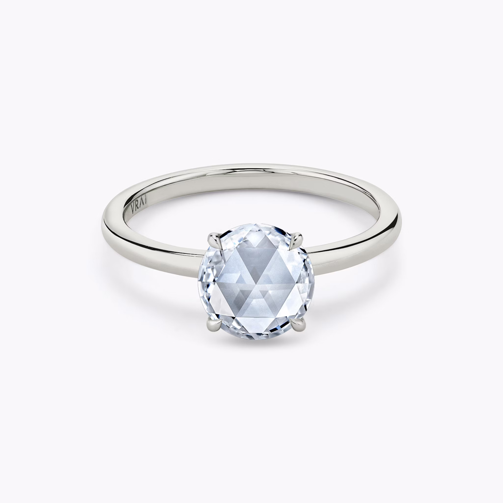 The Signature | Round Rose | Platinum | bandAccent: Plain | bandWidth: standard | excludeFromFeed: null | hiddenHalo: no | diamondOrientation: vertical | caratWeight: other