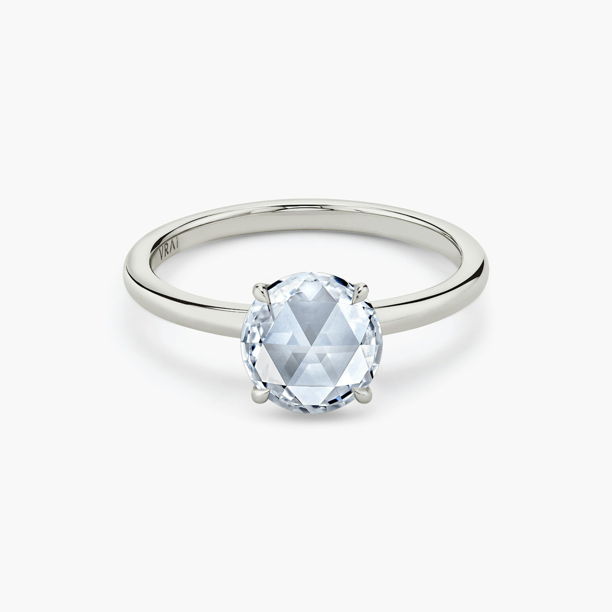 The Signature | Round Rose | Platinum | bandAccent: Plain | bandWidth: standard | excludeFromFeed: null | hiddenHalo: no | diamondOrientation: vertical | caratWeight: other