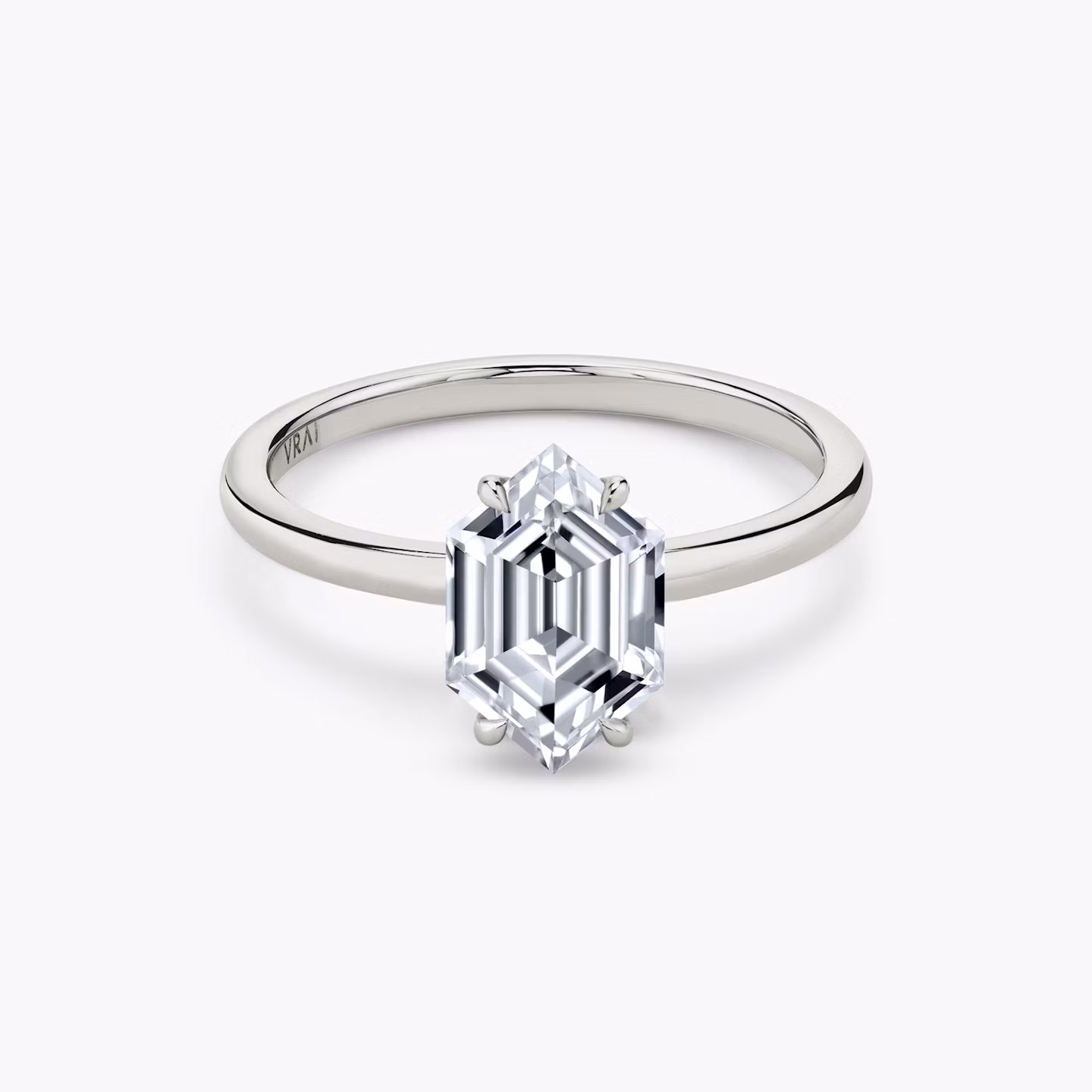 The Signature | Long Hexagon | Platinum | bandAccent: Plain | bandWidth: standard | excludeFromFeed: null | hiddenHalo: no | diamondOrientation: vertical | caratWeight: other