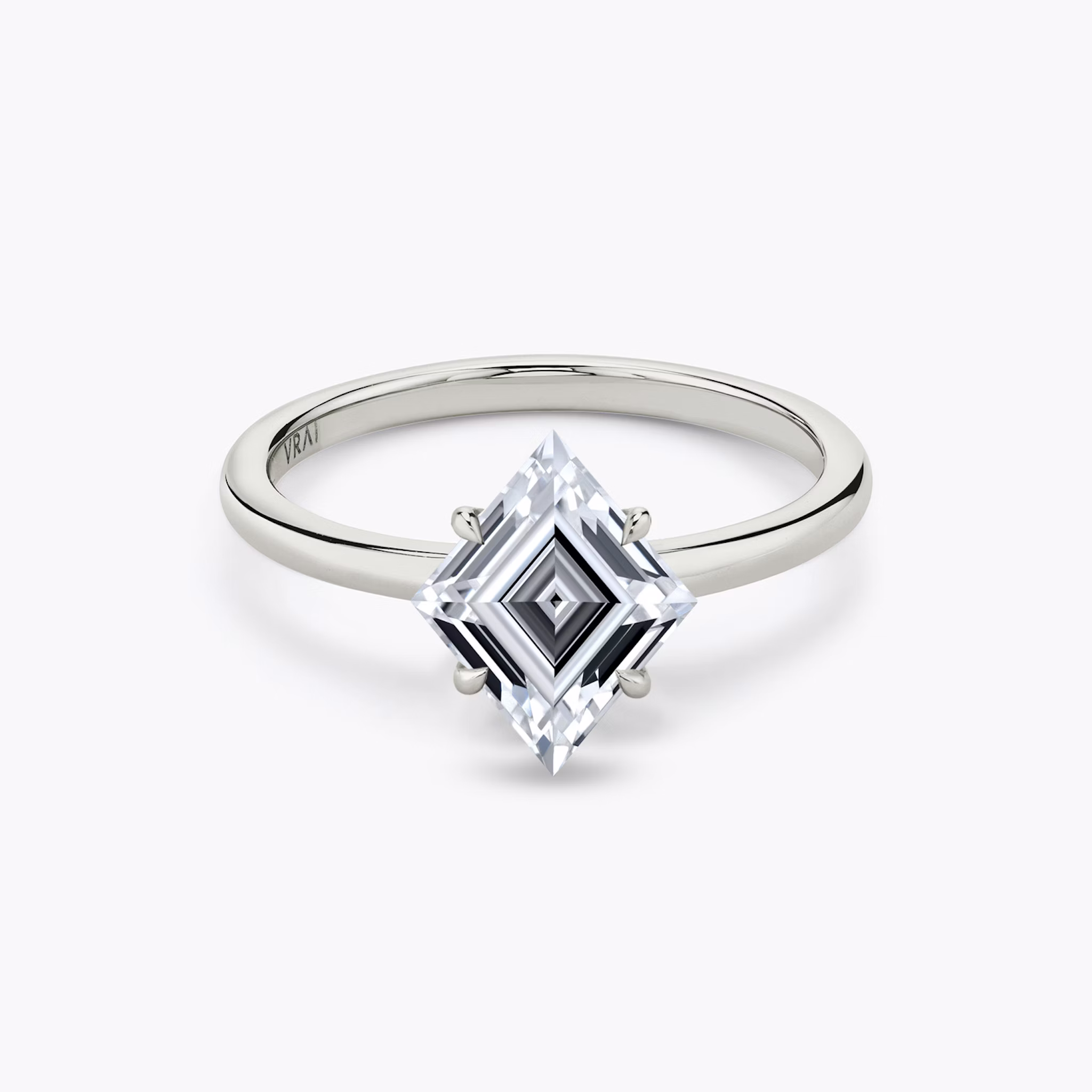 The Signature | Lozenge | 18k | White Gold | bandAccent: Plain | bandWidth: standard | excludeFromFeed: null | hiddenHalo: no | diamondOrientation: vertical | caratWeight: other
