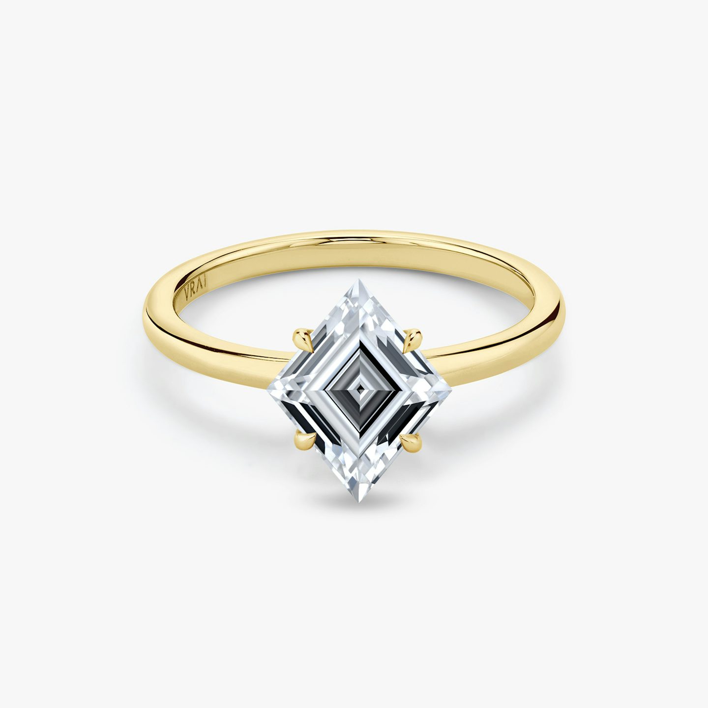 The Signature | Lozenge | 18k | Yellow Gold | bandAccent: Plain | bandWidth: standard | excludeFromFeed: null | hiddenHalo: no | diamondOrientation: vertical | caratWeight: other
