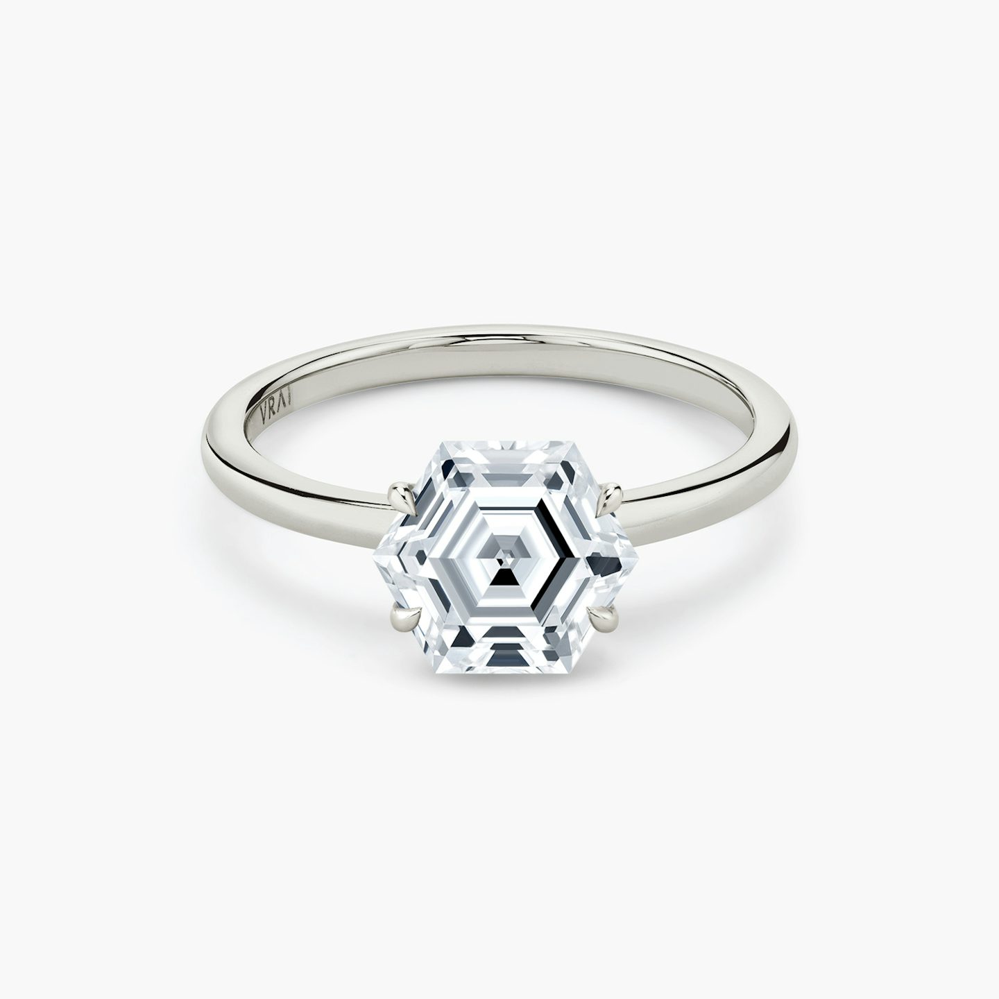 The Signature | Hexagon | Platinum | bandAccent: Plain | bandWidth: standard | excludeFromFeed: null | hiddenHalo: no | diamondOrientation: vertical | caratWeight: other