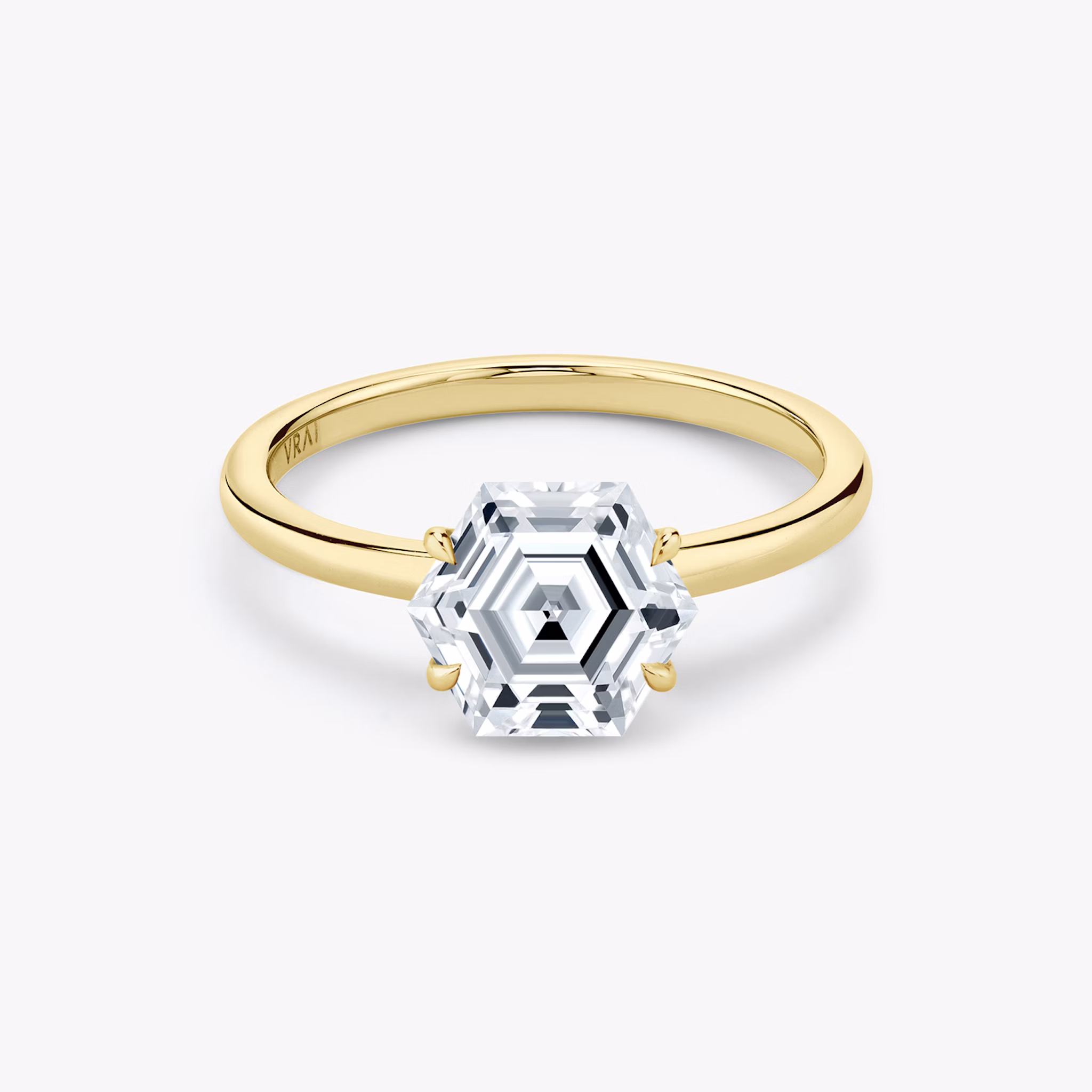 The Signature | Hexagon | 18k | Yellow Gold | bandAccent: Plain | bandWidth: standard | excludeFromFeed: null | hiddenHalo: no | diamondOrientation: vertical | caratWeight: other