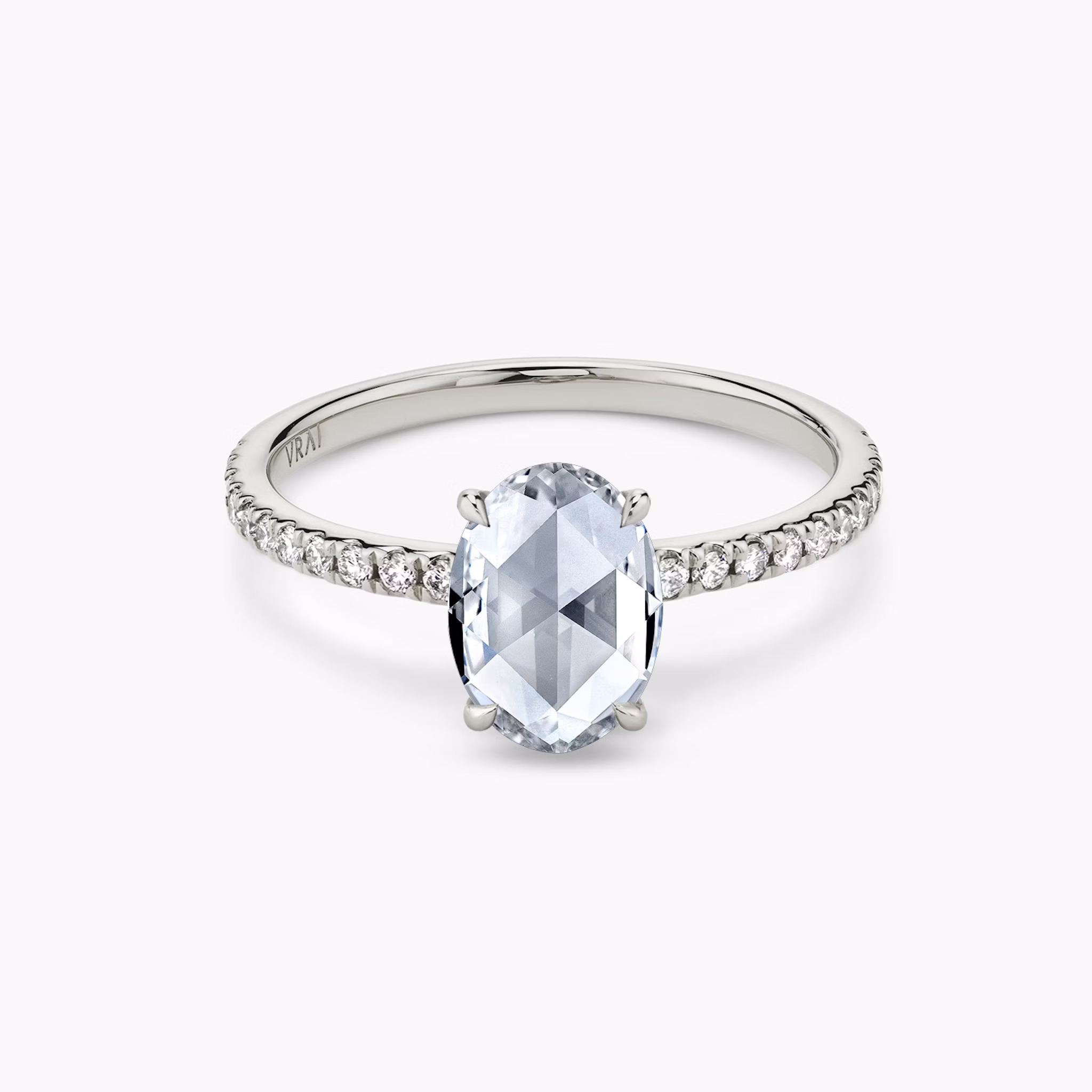 The Signature | Oval Rose | 18k | White Gold | bandAccent: Pavé | bandWidth: standard | excludeFromFeed: null | hiddenHalo: no | diamondOrientation: vertical | caratWeight: other