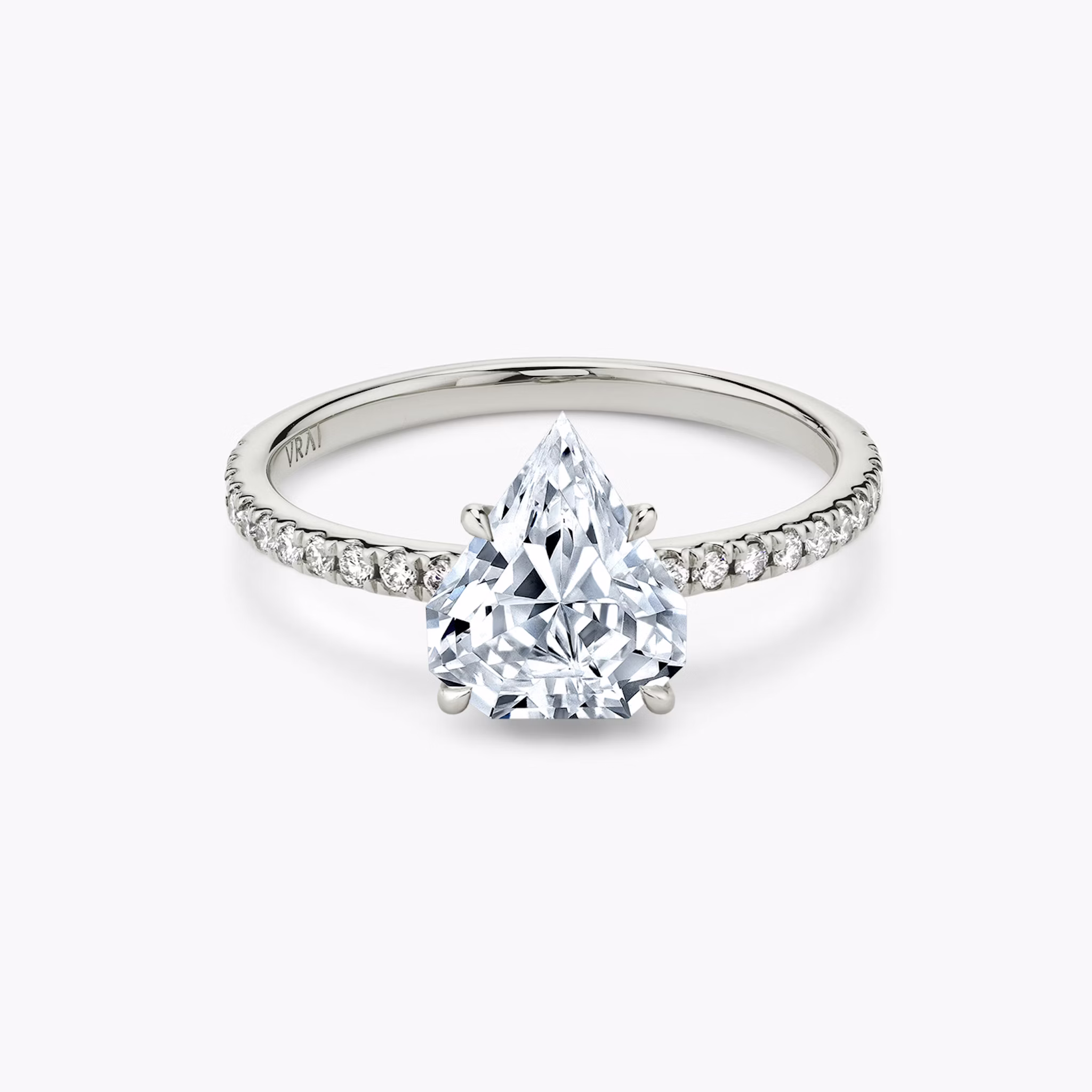 The Signature | Shield | 18k | White Gold | bandAccent: Pavé | bandWidth: standard | excludeFromFeed: null | hiddenHalo: no | diamondOrientation: vertical | caratWeight: other