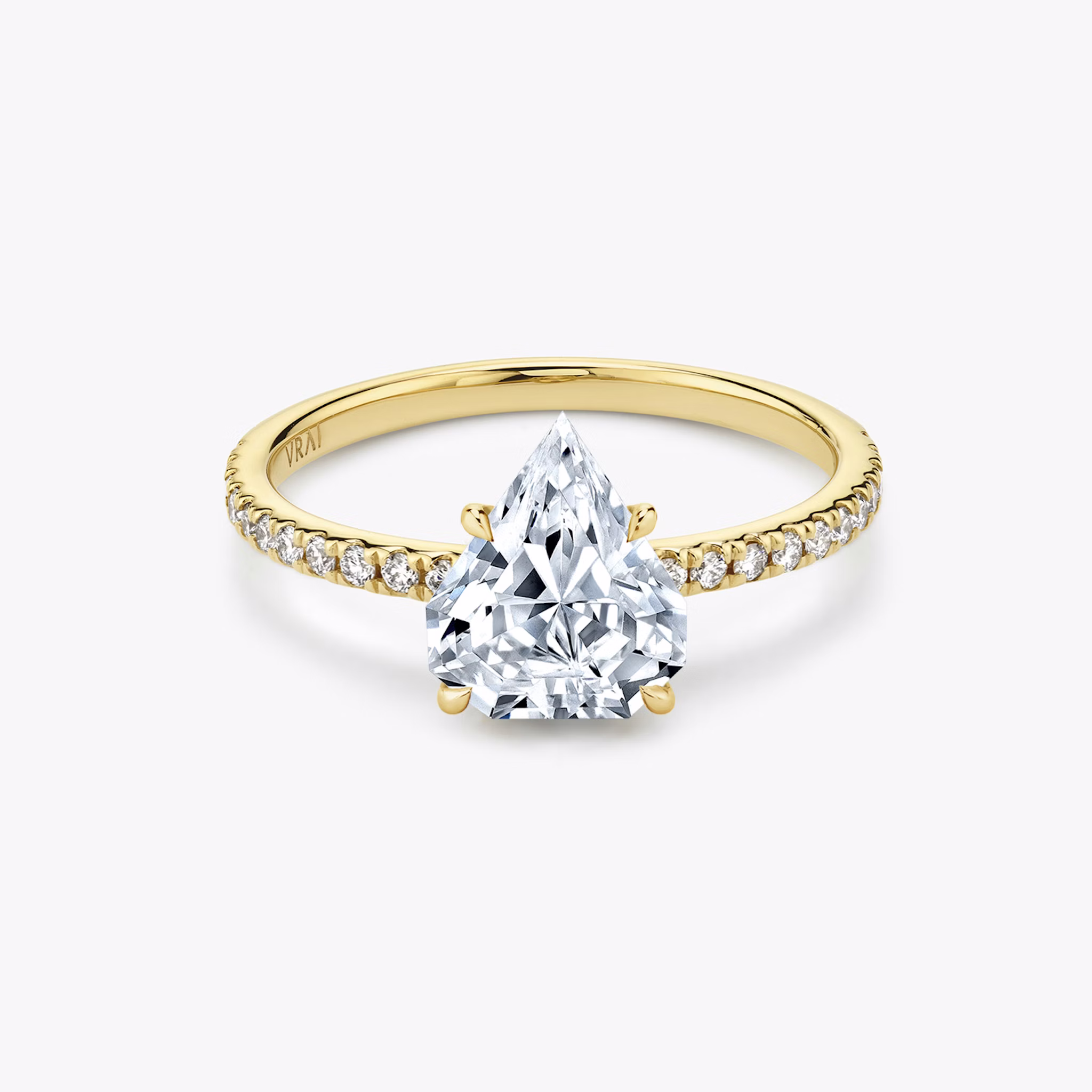 The Signature | Shield | 18k | Yellow Gold | bandAccent: Pavé | bandWidth: standard | excludeFromFeed: null | hiddenHalo: no | diamondOrientation: vertical | caratWeight: other