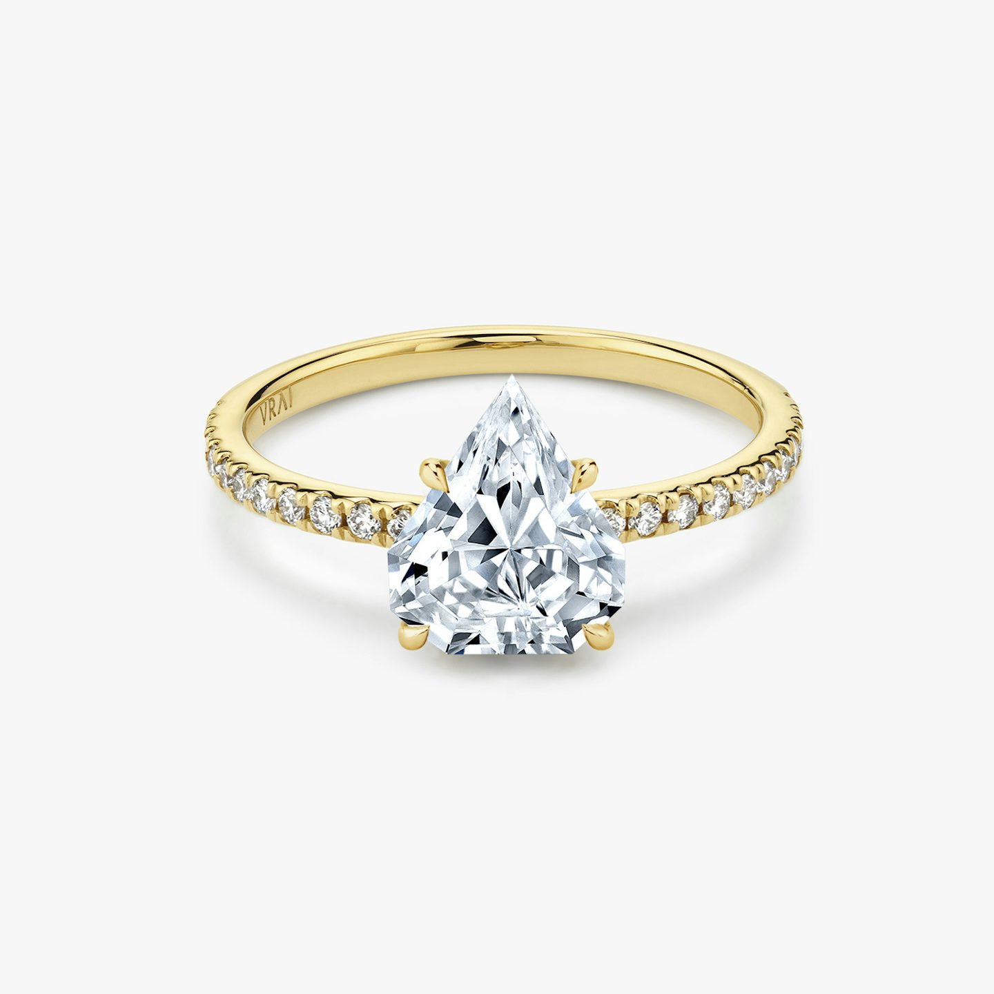 The Signature | Shield | 18k | Yellow Gold | bandAccent: Pavé | bandWidth: standard | excludeFromFeed: null | hiddenHalo: no | diamondOrientation: vertical | caratWeight: other