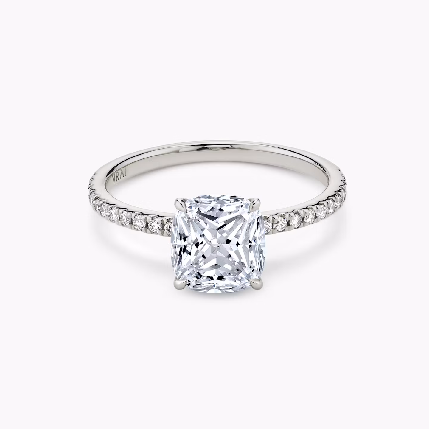The Signature | Cushion Princess | 18k | White Gold | bandAccent: Pavé | bandWidth: standard | excludeFromFeed: null | hiddenHalo: no | diamondOrientation: vertical | caratWeight: other