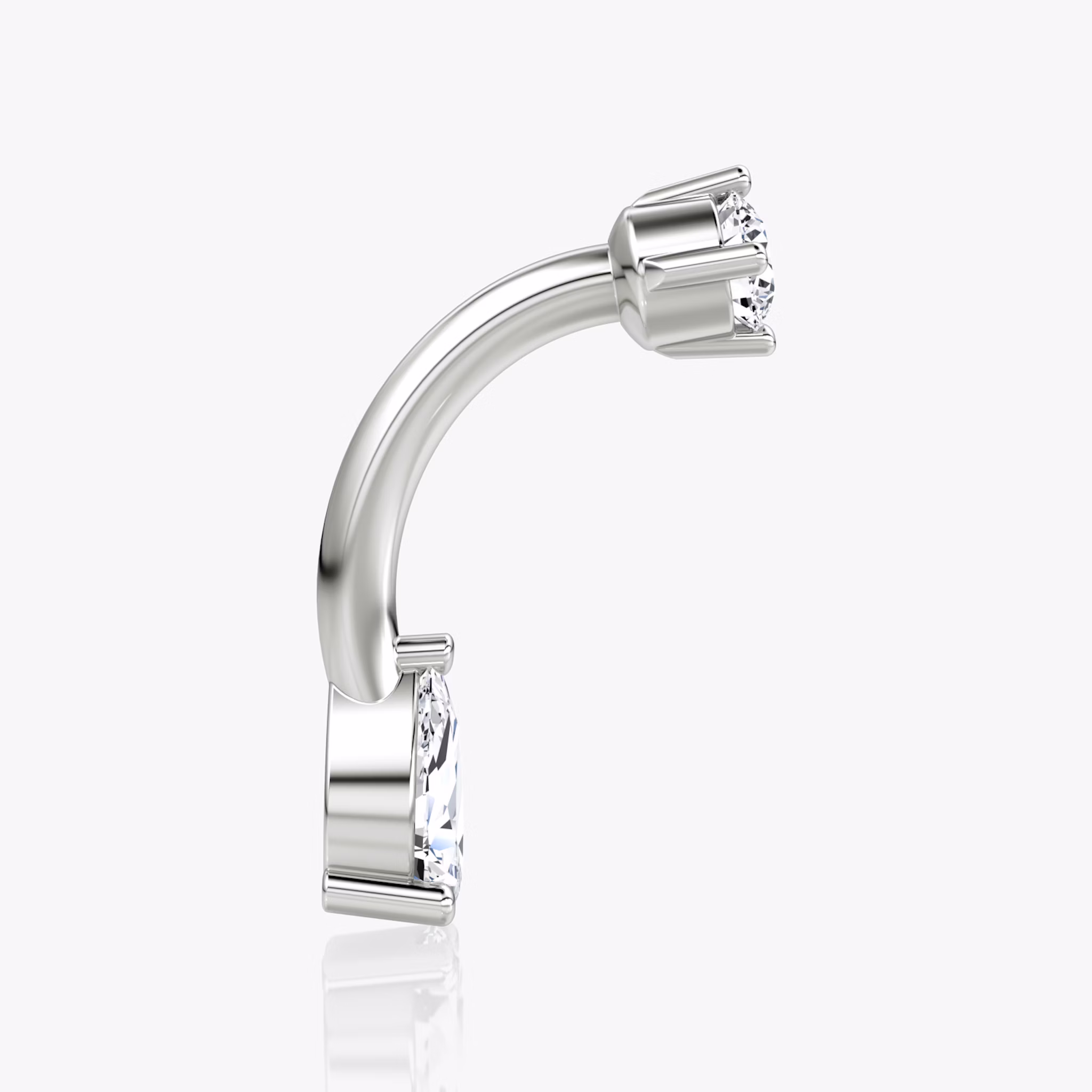 Pear Barbell Nabelring | Rund und Tropfen | 14k | Weißgold