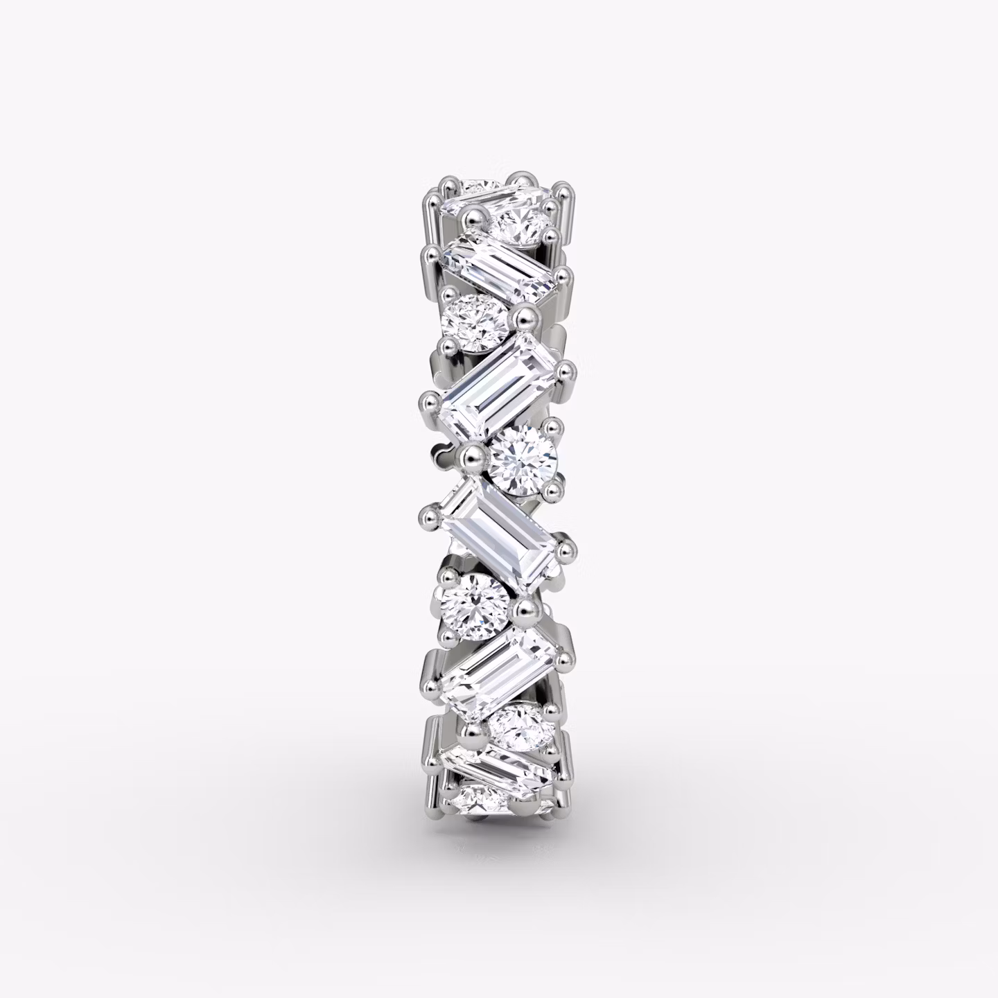 Alliance Mixed Shape Eternity | Rond brillant et Baguette | 18k | Or blanc