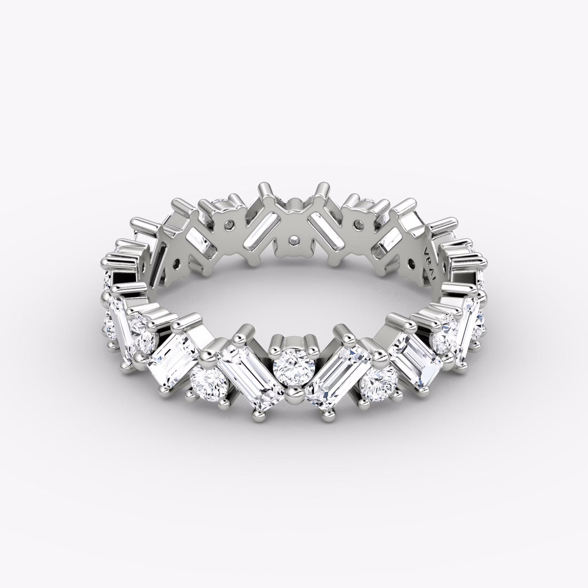 The Mixed Shape Eternity Band | Round Brilliant and Baguette | Platinum