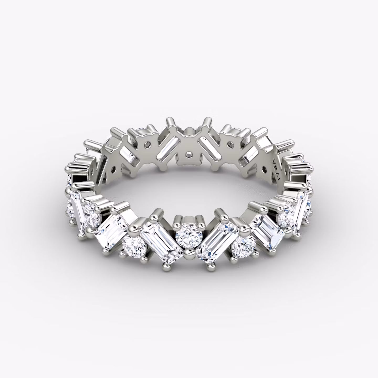 The Mixed Shape Eternity Band Round Brilliant and Baguette | Platinum