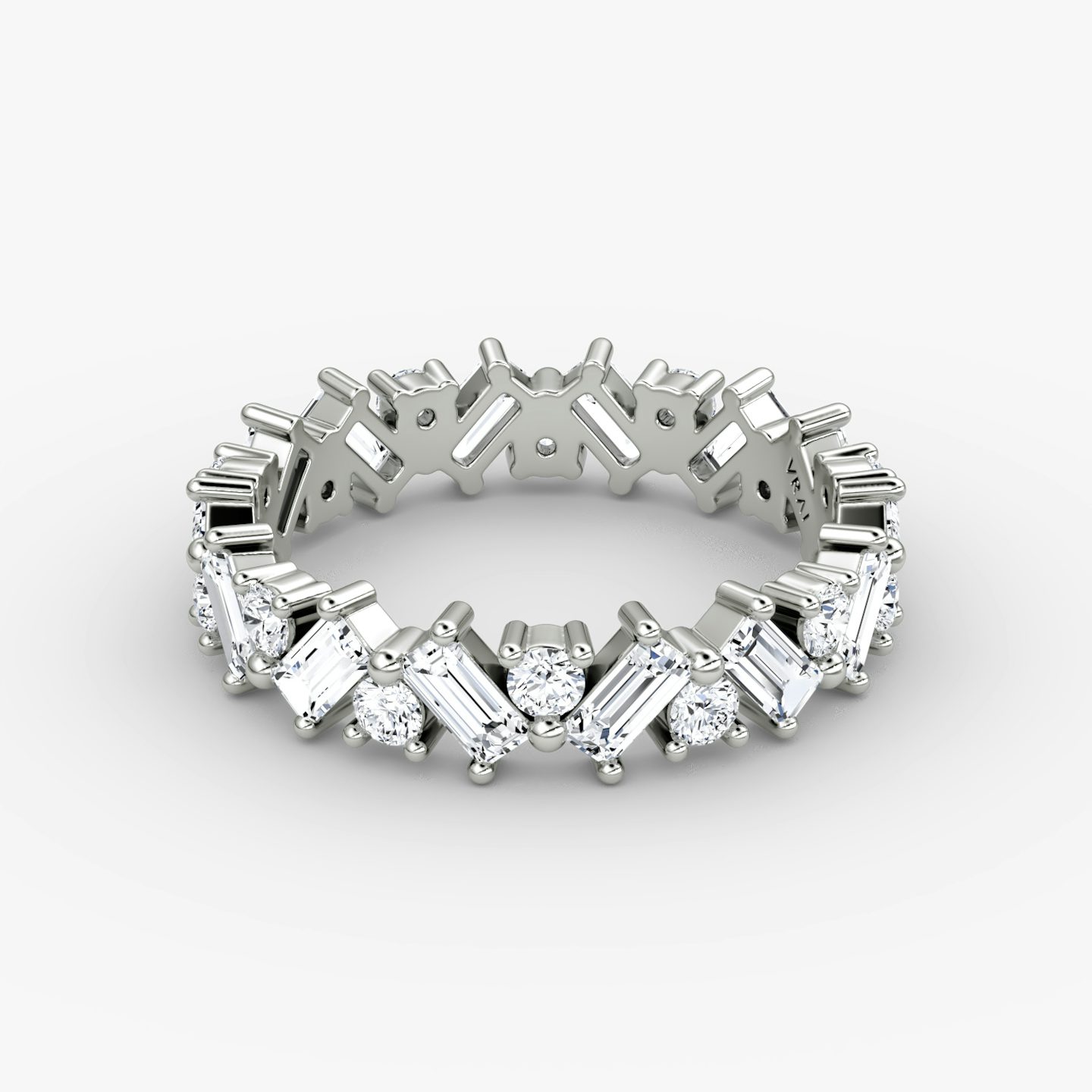 Alliance Mixed Shape Eternity | Rond brillant et Baguette | 18k | Or blanc