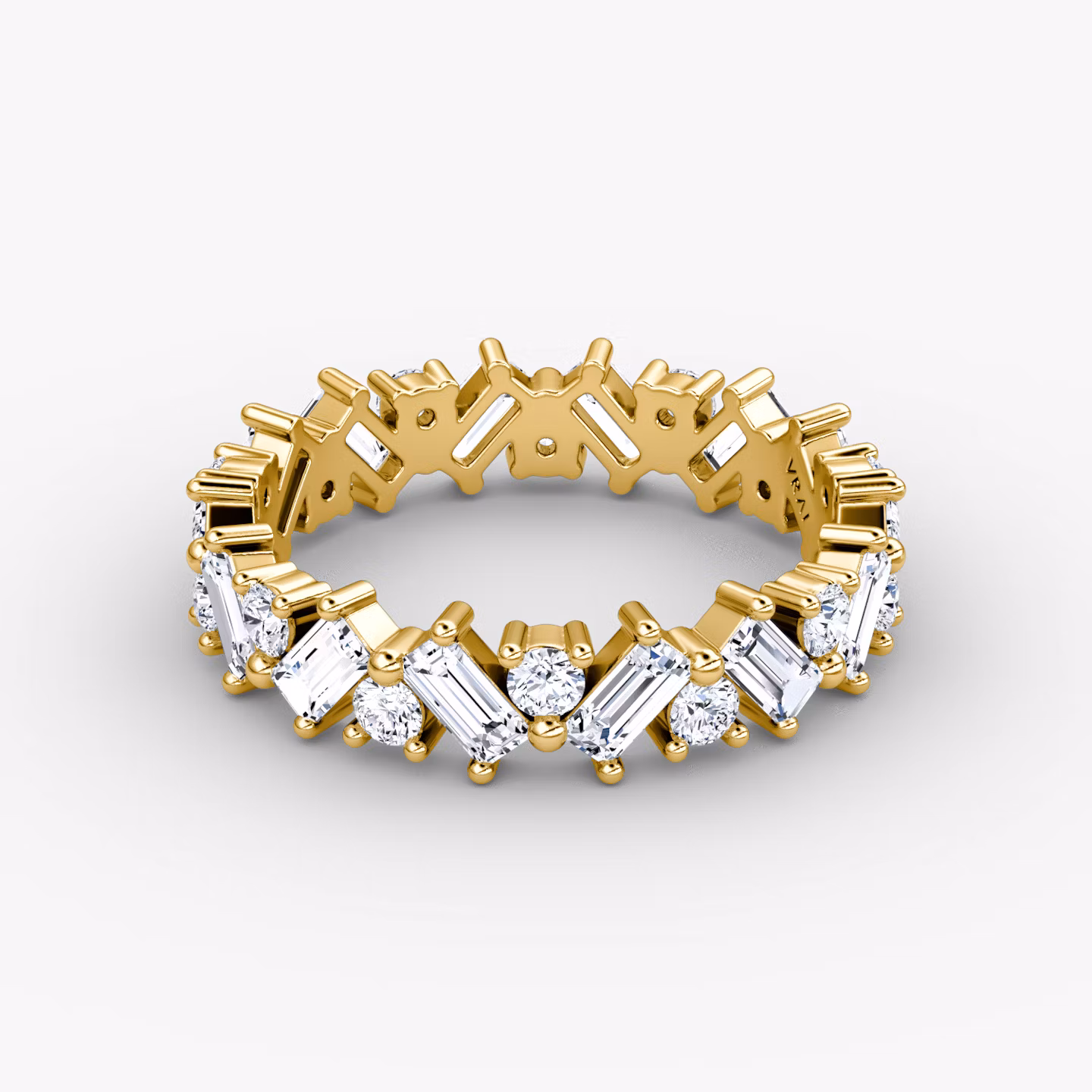 The Mixed Shape Eternity Band Round Brilliant and Baguette | Yellow Gold