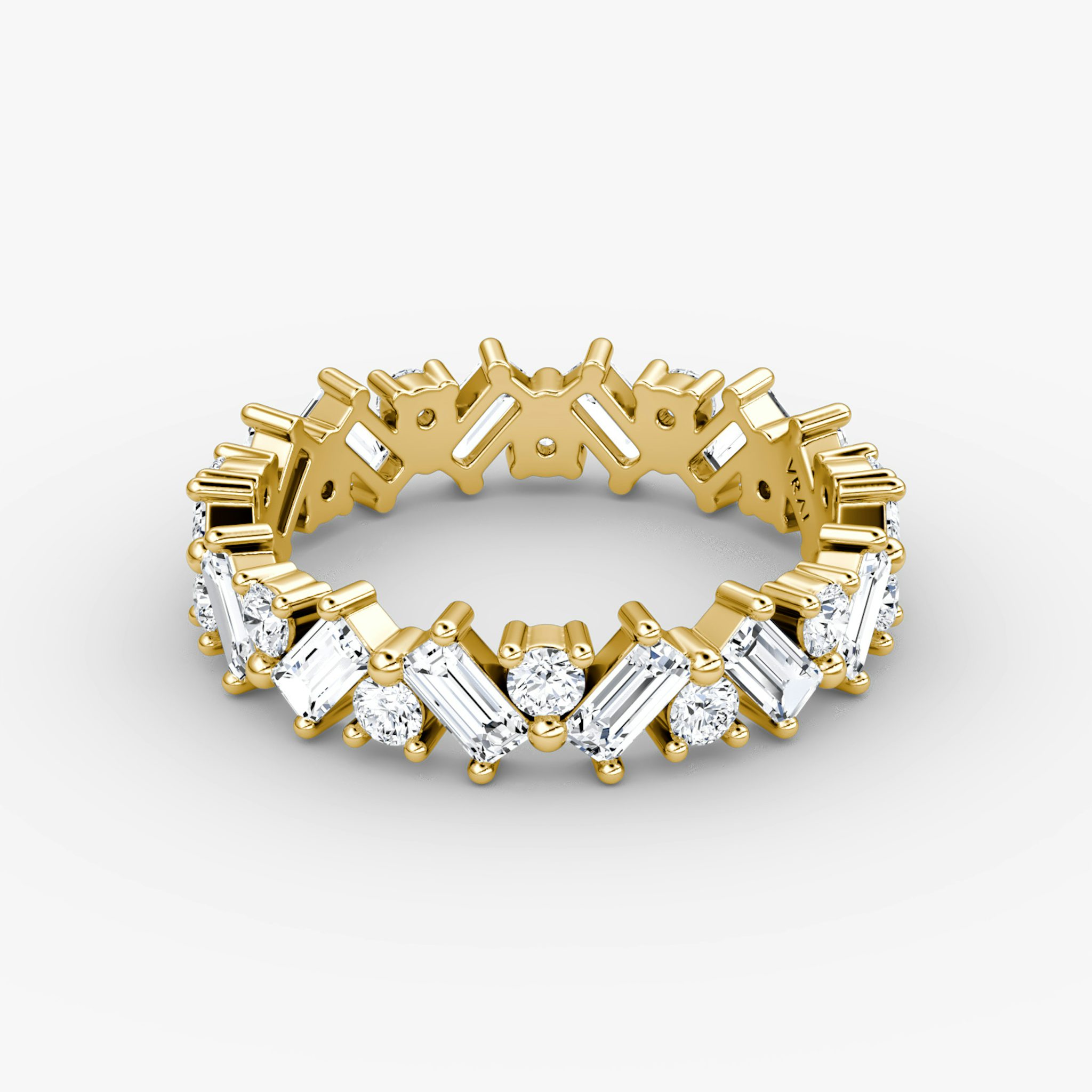 The Mixed Shape Eternity Band | Round Brilliant and Baguette | 18k | Yellow Gold
