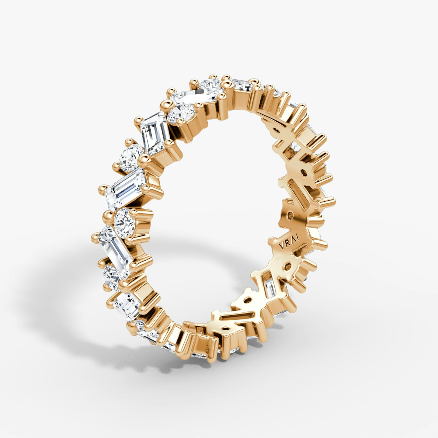 The Mixed Shape Eternity Band | Round Brilliant and Baguette | 14k | Rose Gold