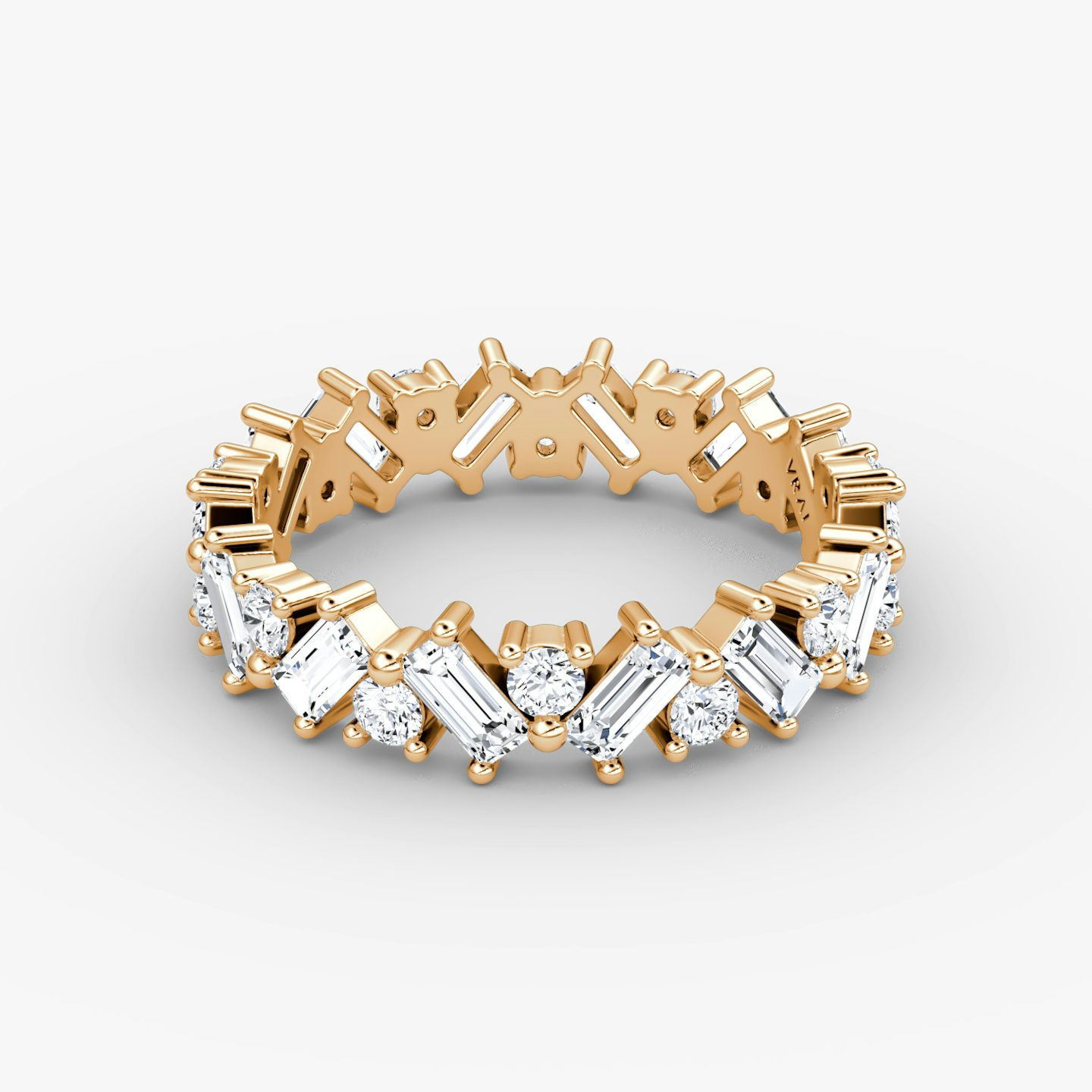 The Mixed Shape Eternity Band | Round Brilliant and Baguette | 14k | Rose Gold