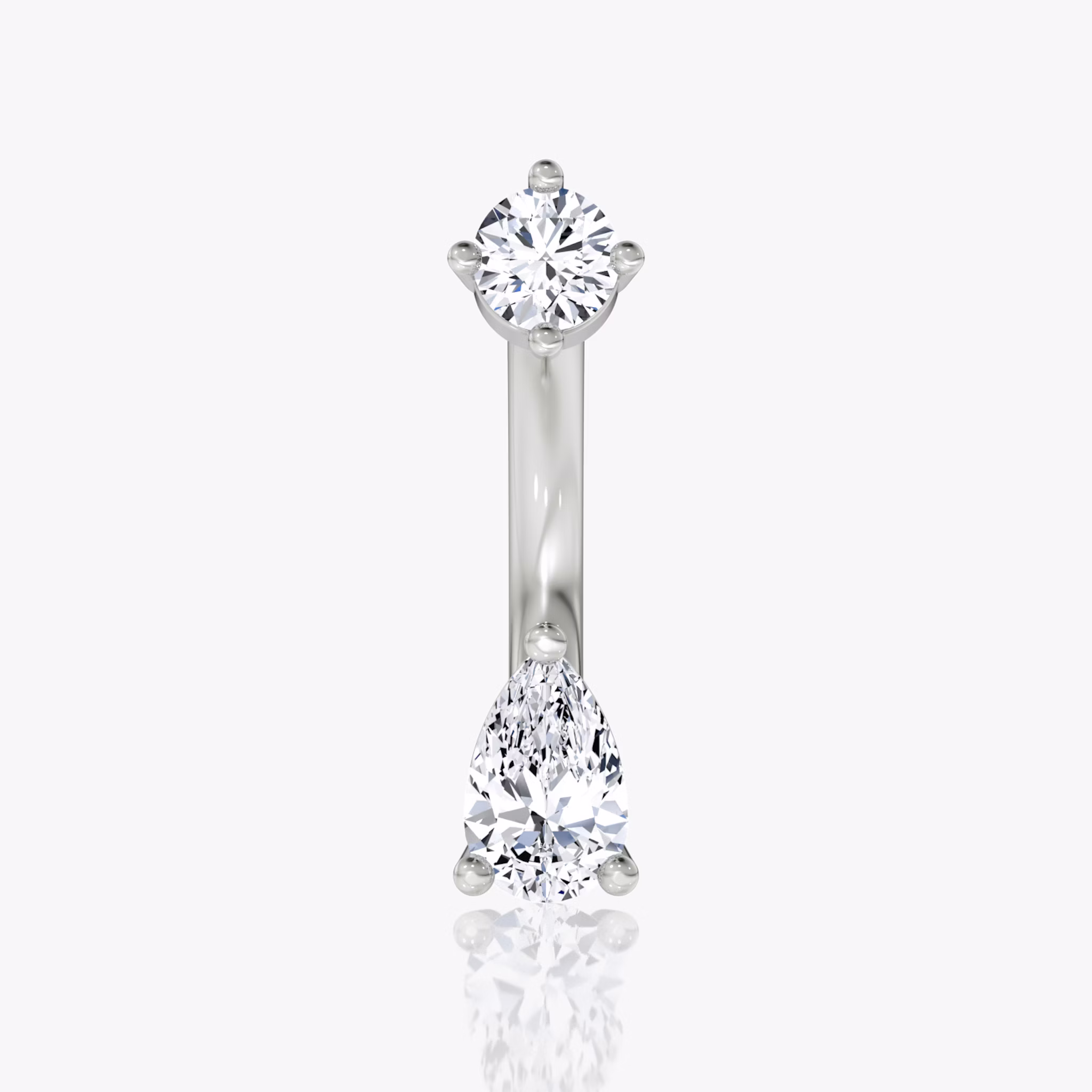 Pear Barbell Nabelring | Rund und Tropfen | 14k | Weißgold