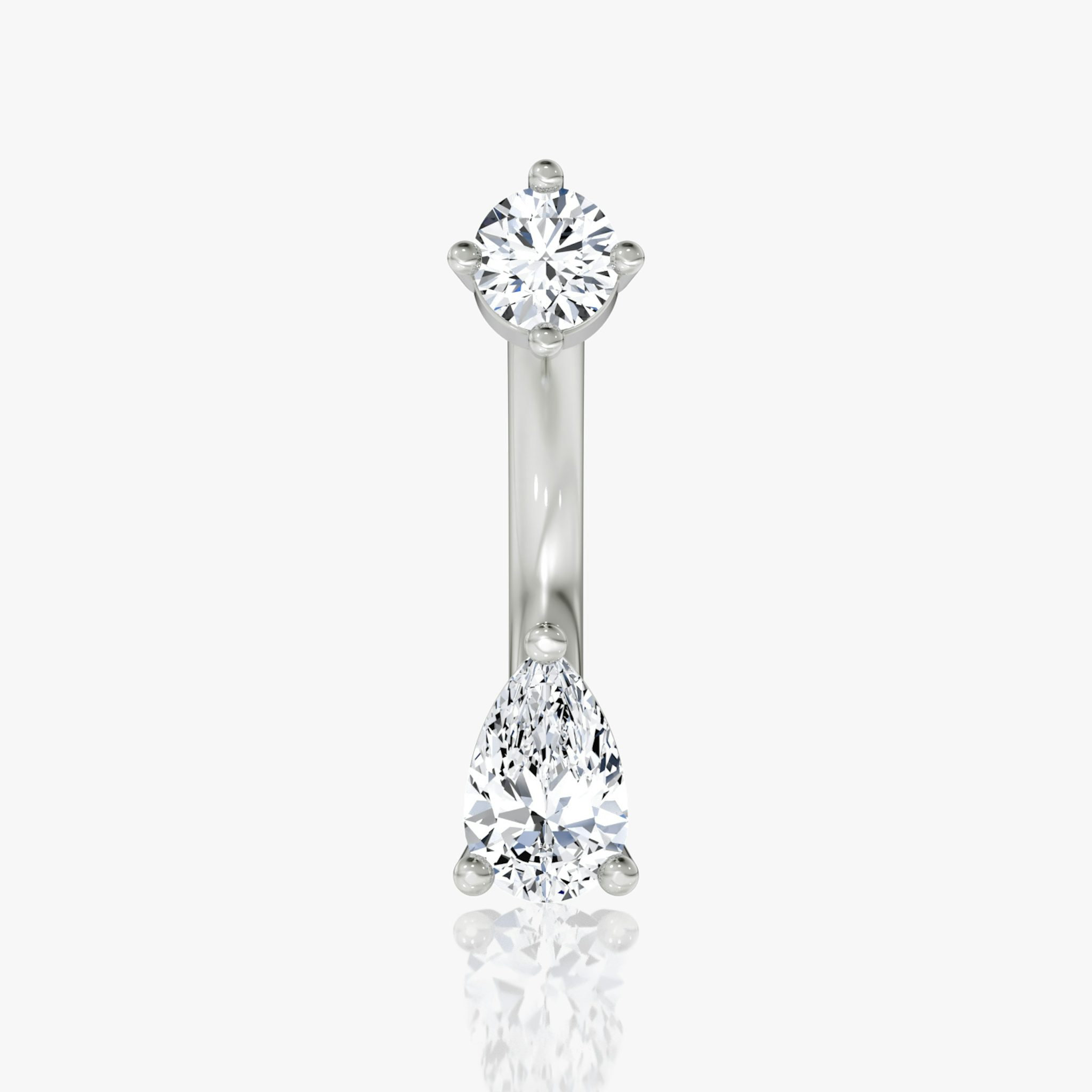 Pear Barbell Nabelring | Rund und Tropfen | 14k | Weißgold