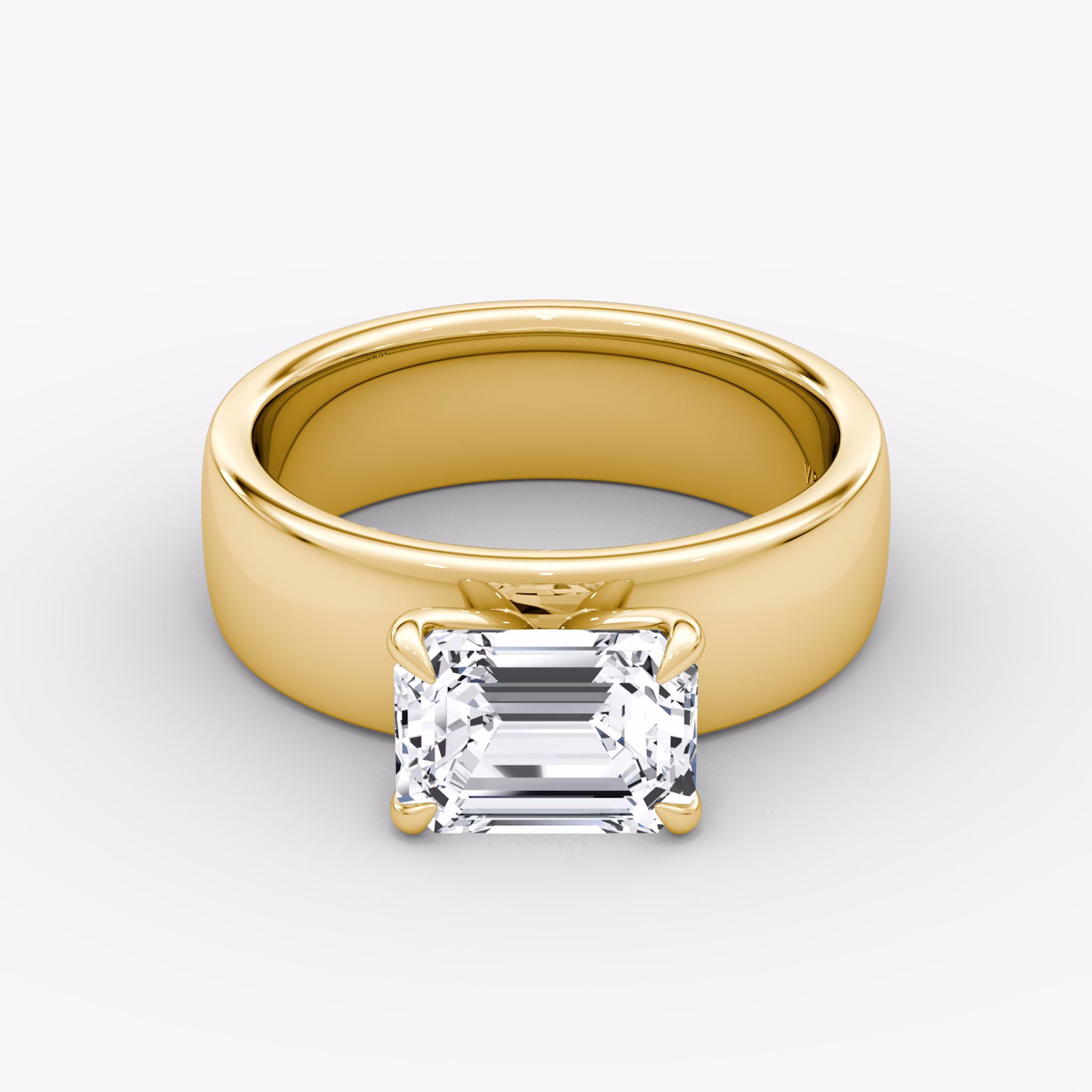 Cigar Band Solitaire | Emerald | 18k | Yellow Gold | bandWidth: 6mm | diamondOrientation: horizontal | caratWeight: other
