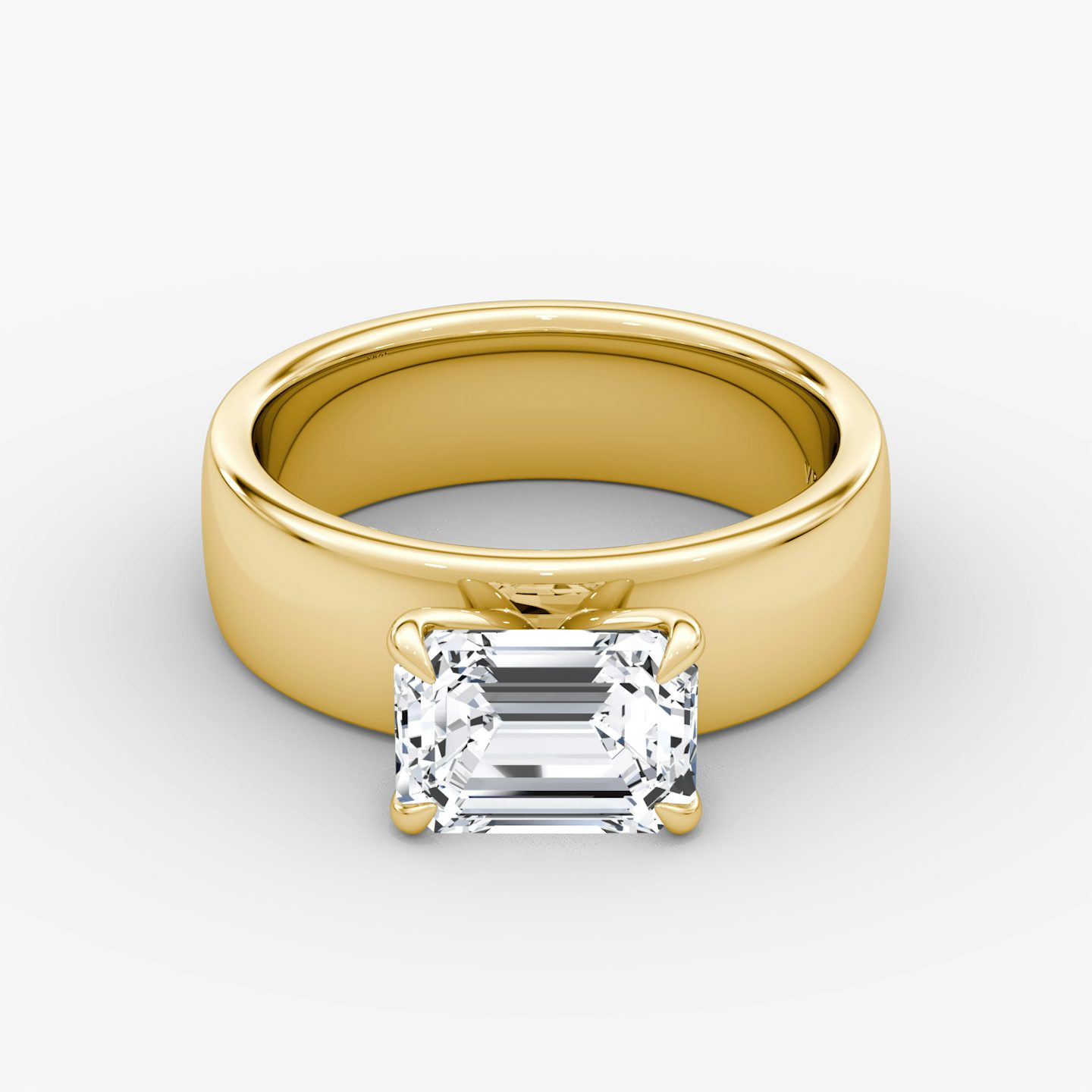 Cigar Band Solitaire | Emerald | 18k | Yellow Gold | bandWidth: 6mm | diamondOrientation: horizontal | caratWeight: other