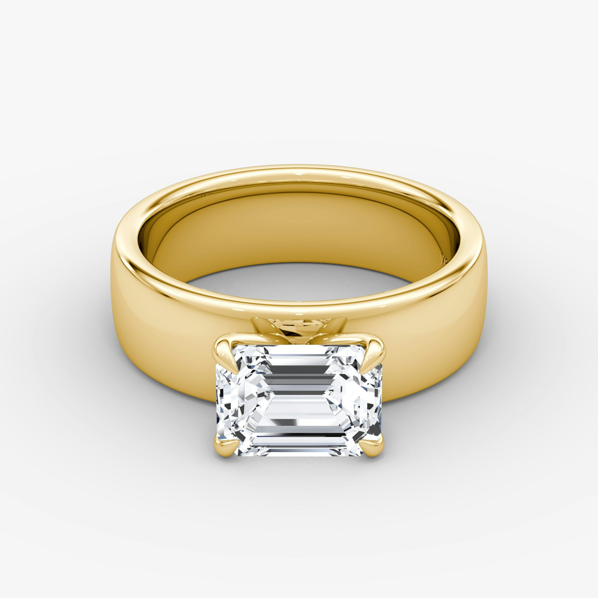 Cigar Band Solitaire | Emerald | 18k | Yellow Gold | bandWidth: 6mm | diamondOrientation: horizontal | caratWeight: other