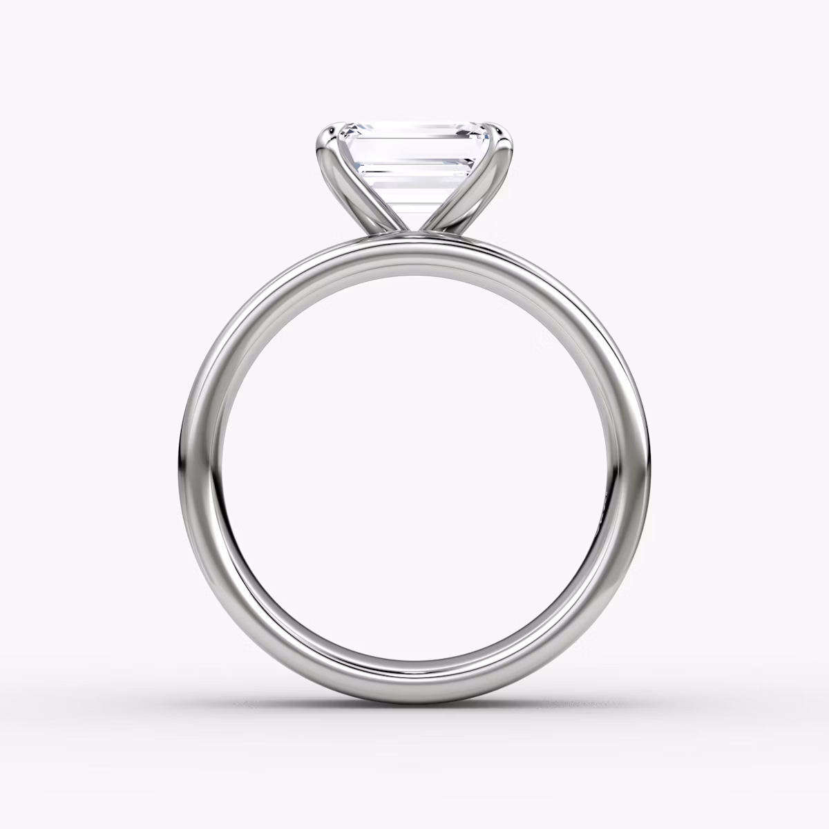 Cigar Band Solitaire | Emerald | 18k | White Gold | bandWidth: 6mm | diamondOrientation: horizontal | caratWeight: other