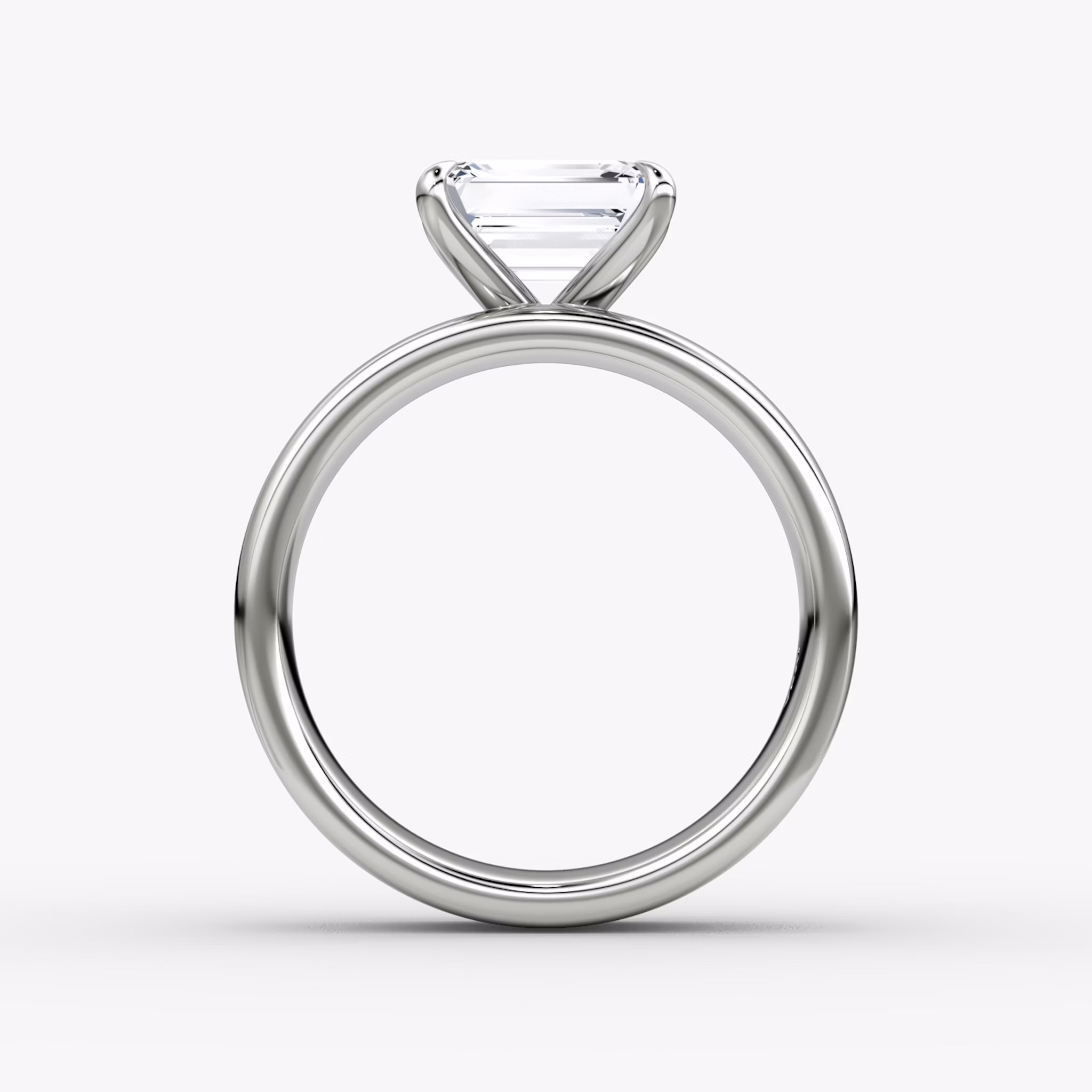 Cigar Band Solitaire | Emerald | 18k | White Gold | bandWidth: 6mm | diamondOrientation: horizontal | caratWeight: other