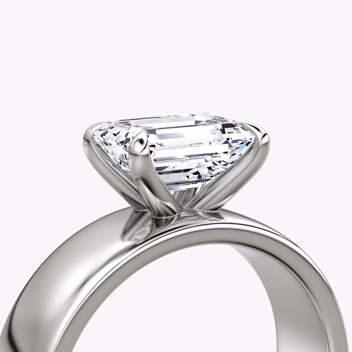 Cigar Band Solitaire | Emerald | 18k | White Gold | bandWidth: 6mm | diamondOrientation: horizontal | caratWeight: other